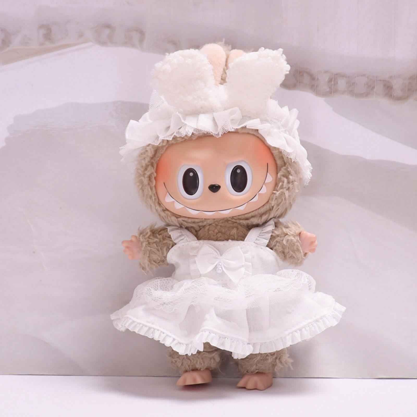 2Pcs Fashion Dolls Lace Dress and Rabbit Ear Headband Costume for 17cm Dolls