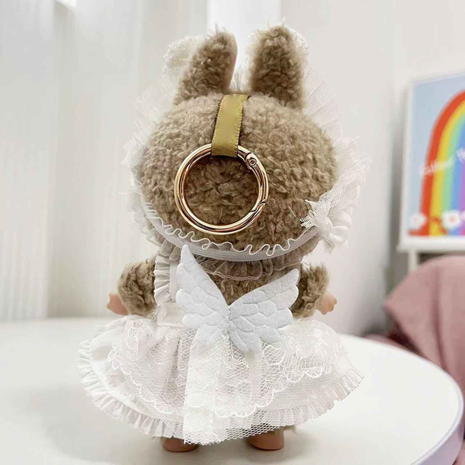 2Pcs Fashion Dolls Lace Dress and Rabbit Ear Headband Costume for 17cm Dolls