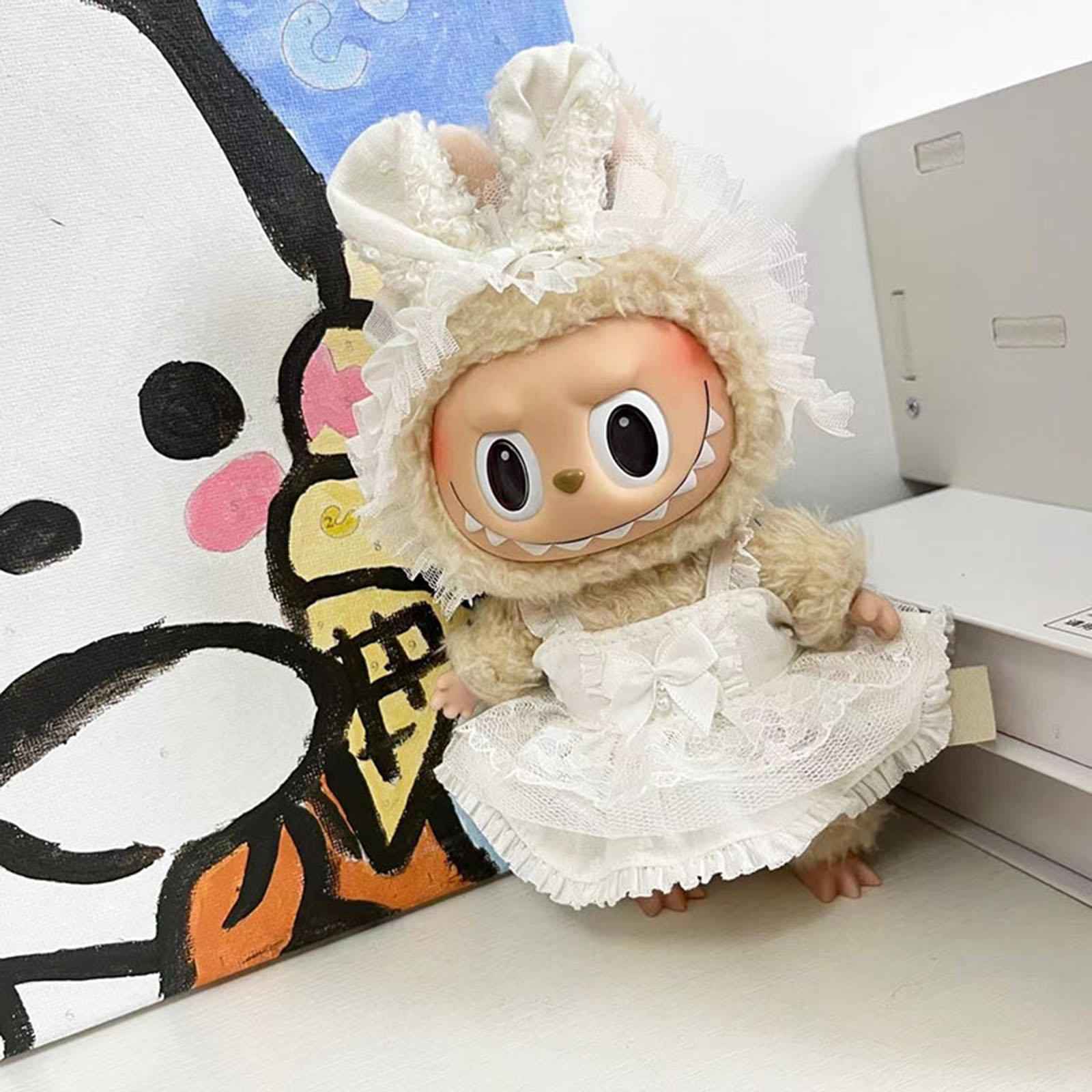 2Pcs Fashion Dolls Lace Dress and Rabbit Ear Headband Costume for 17cm Dolls