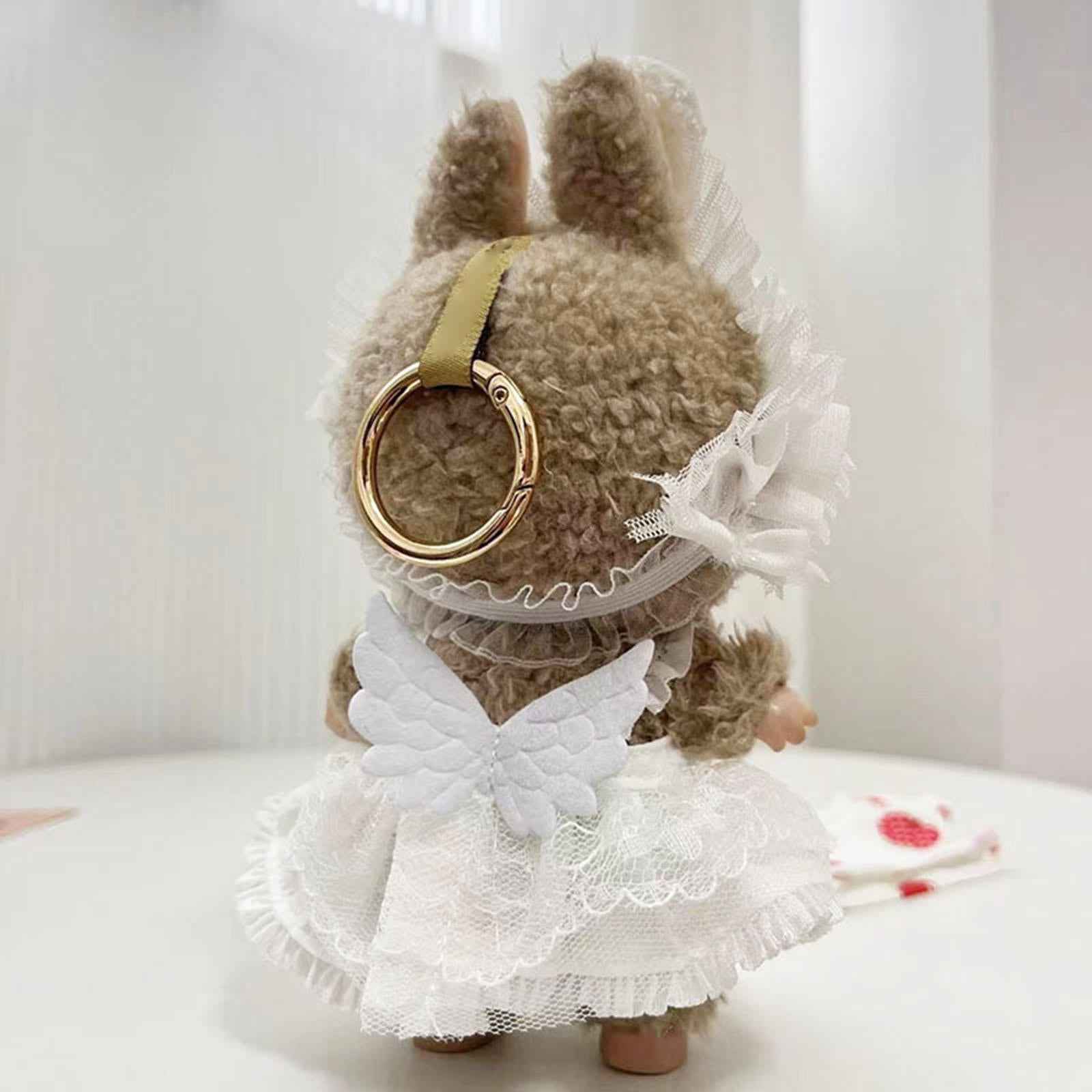2Pcs Fashion Dolls Lace Dress and Rabbit Ear Headband Costume for 17cm Dolls