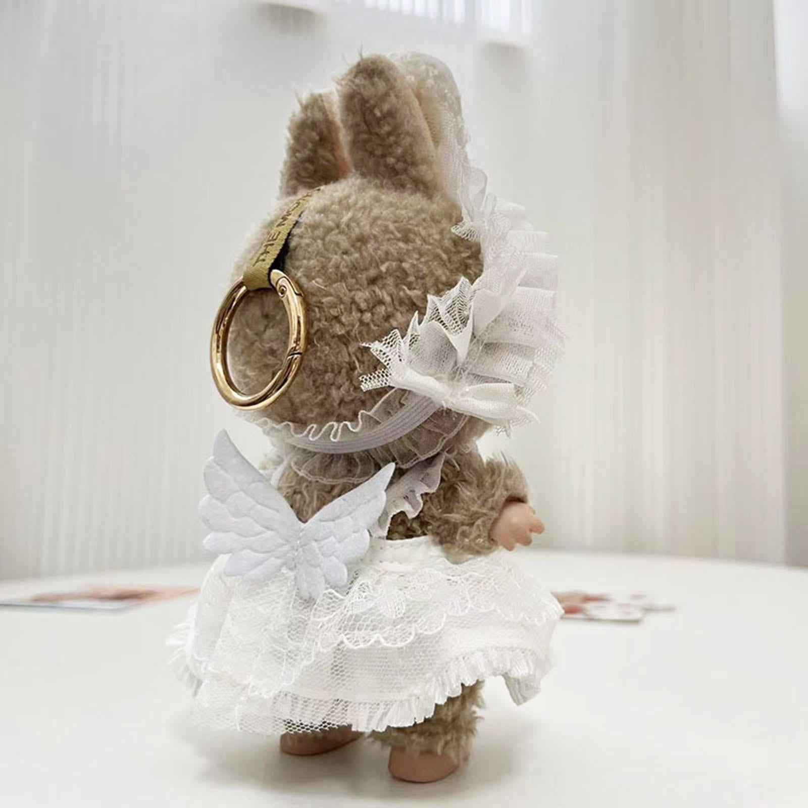 2Pcs Fashion Dolls Lace Dress and Rabbit Ear Headband Costume for 17cm Dolls