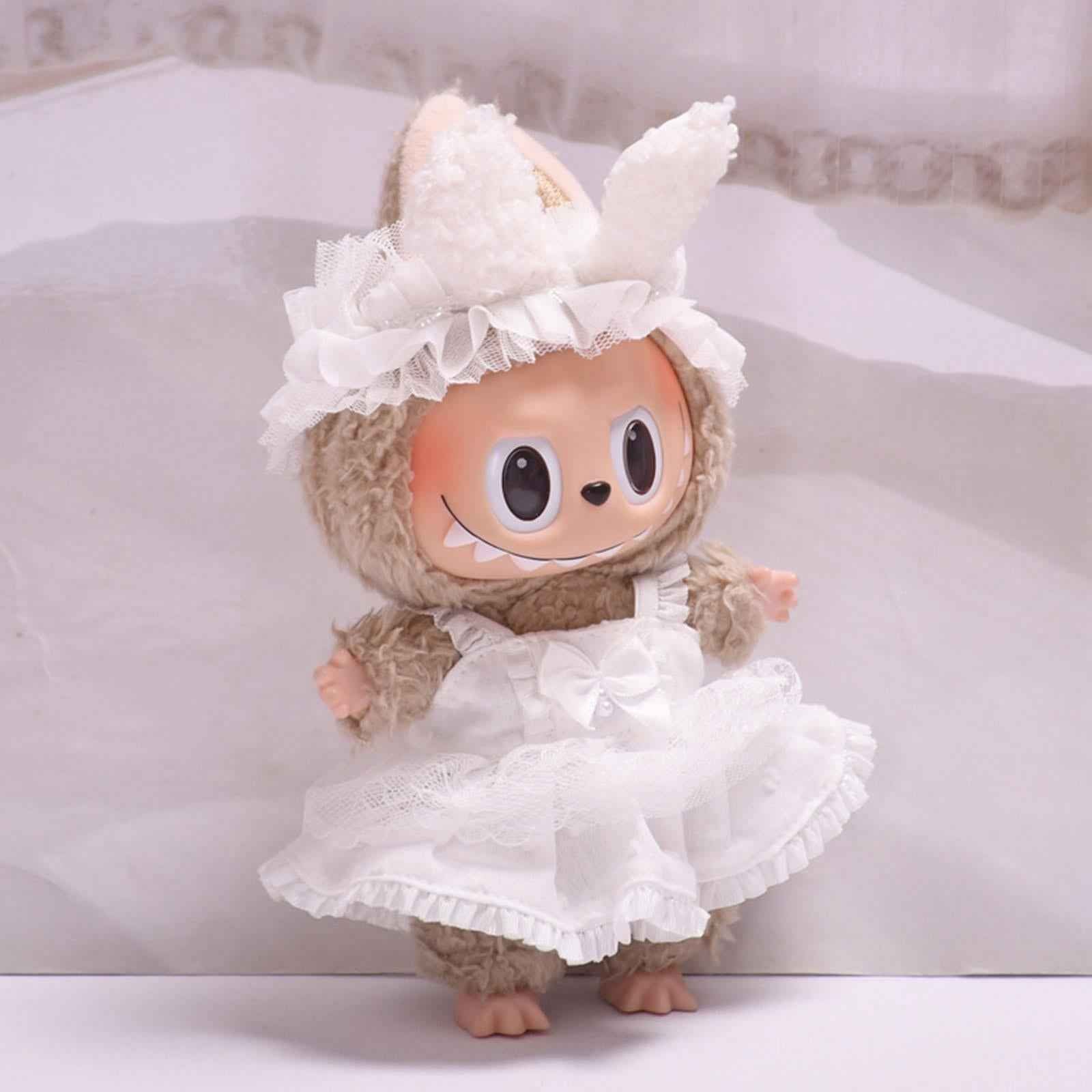 2Pcs Fashion Dolls Lace Dress and Rabbit Ear Headband Costume for 17cm Dolls