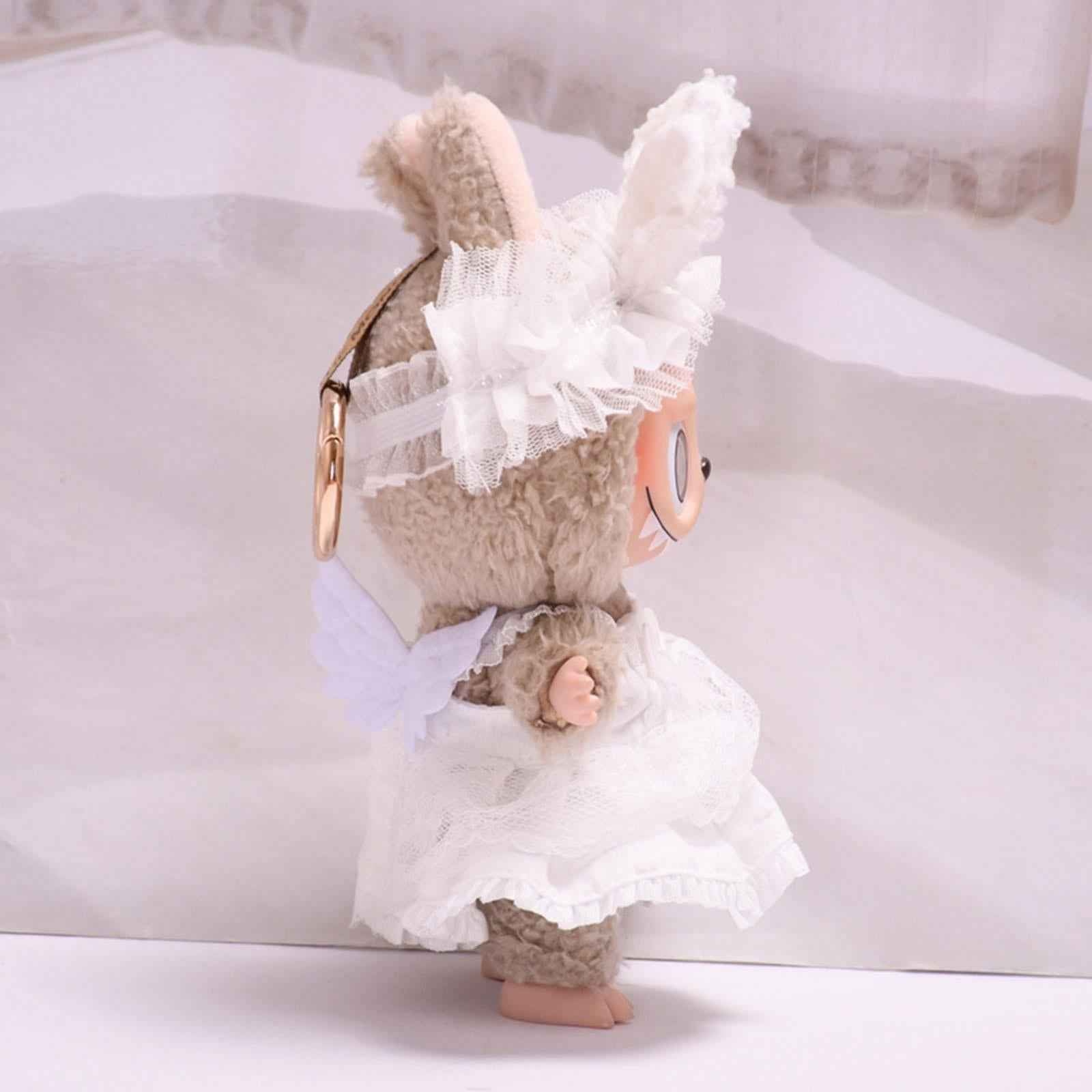 2Pcs Fashion Dolls Lace Dress and Rabbit Ear Headband Costume for 17cm Dolls