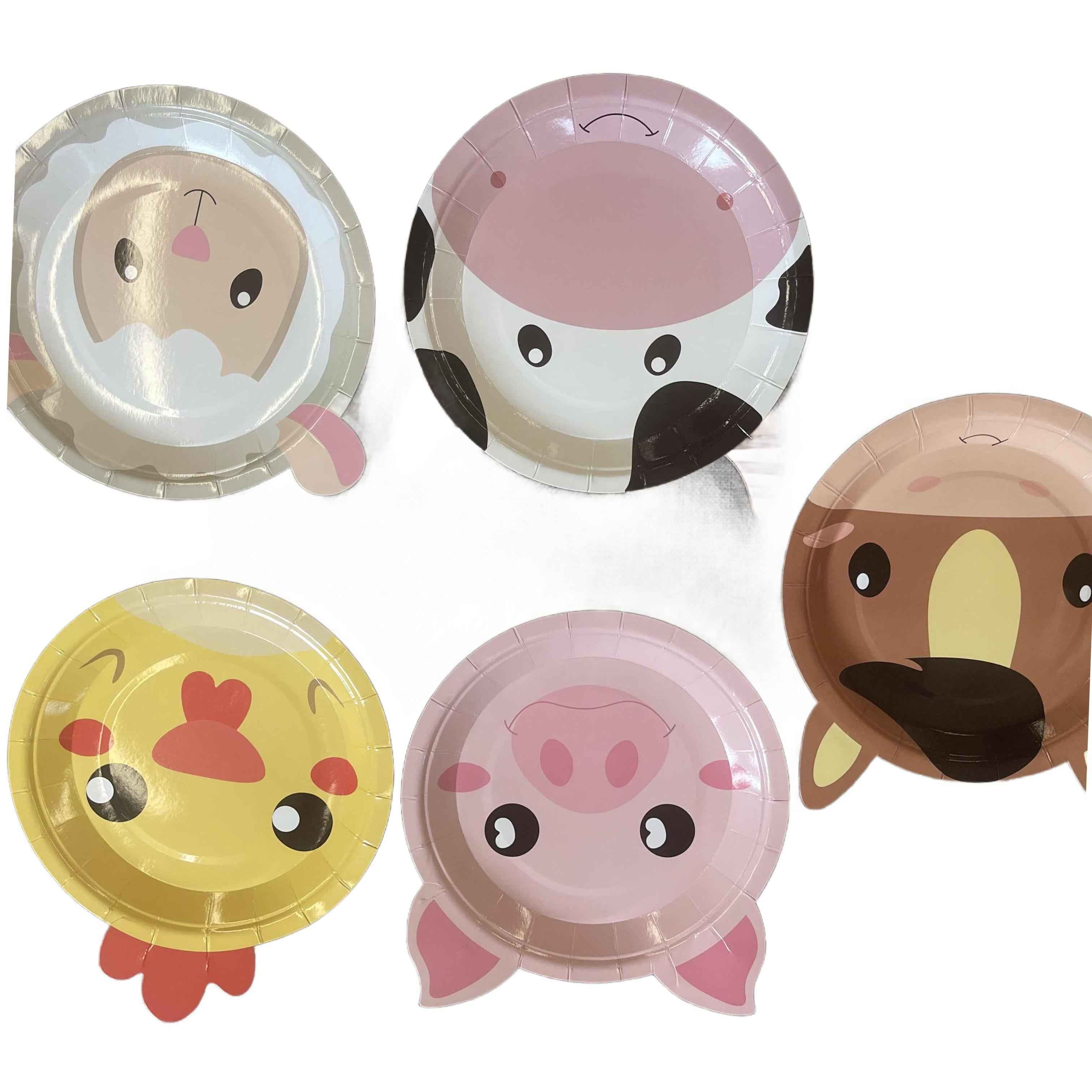 50Pcs Farm Animal Shaped Paper Plates Cute for Animals Party Favors Barnyard 7inch