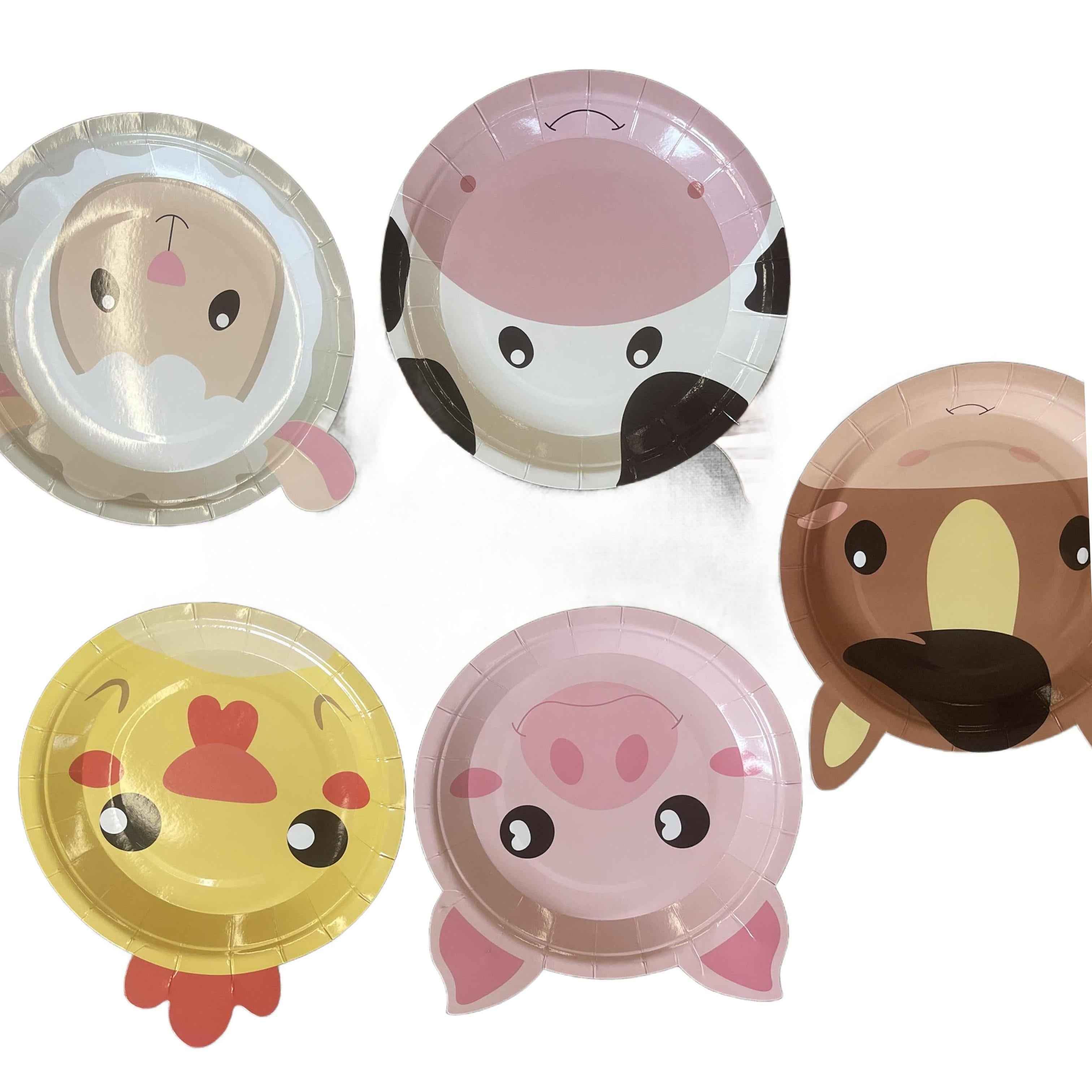 50Pcs Farm Animal Shaped Paper Plates Cute for Animals Party Favors Barnyard 7inch