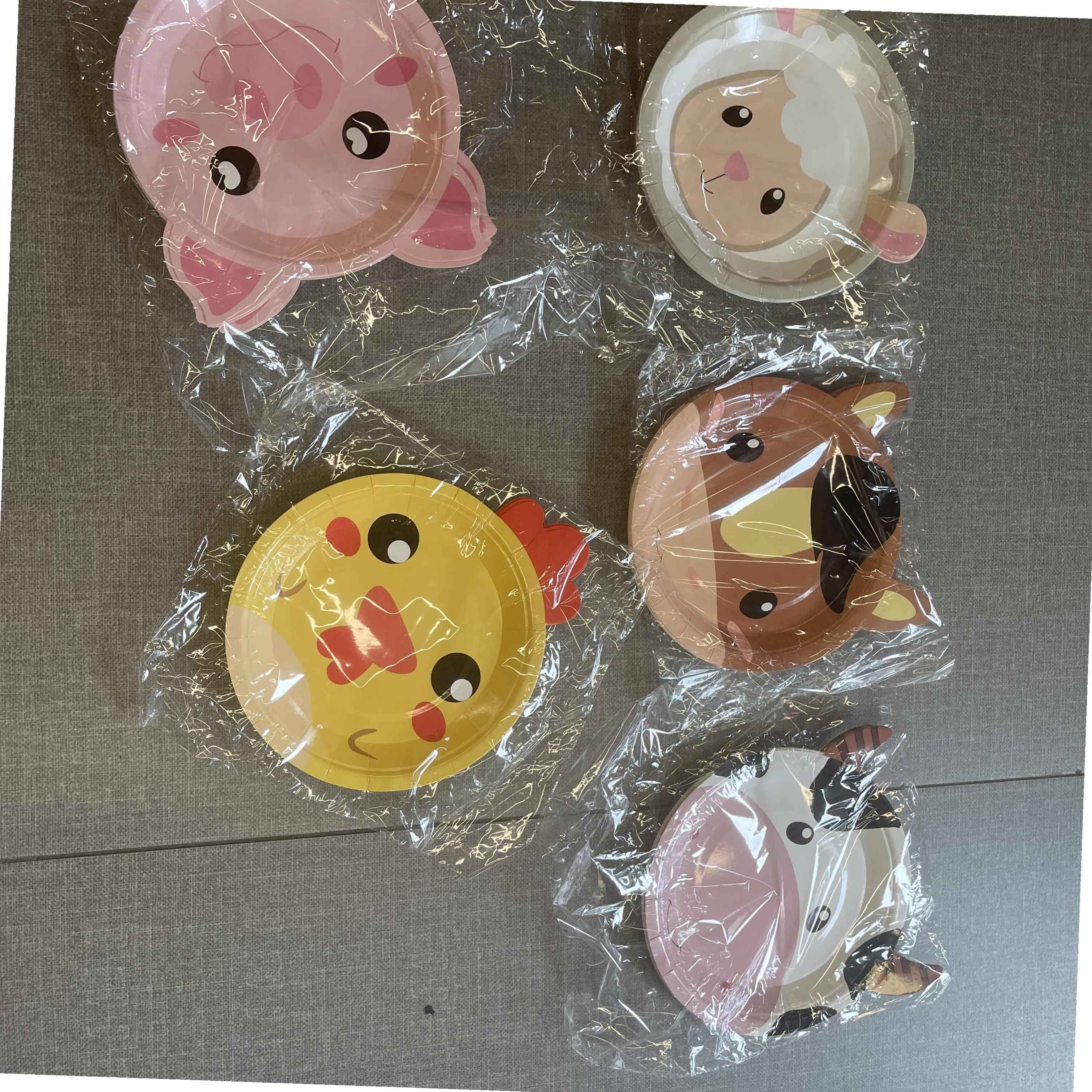 50Pcs Farm Animal Shaped Paper Plates Cute for Animals Party Favors Barnyard 7inch