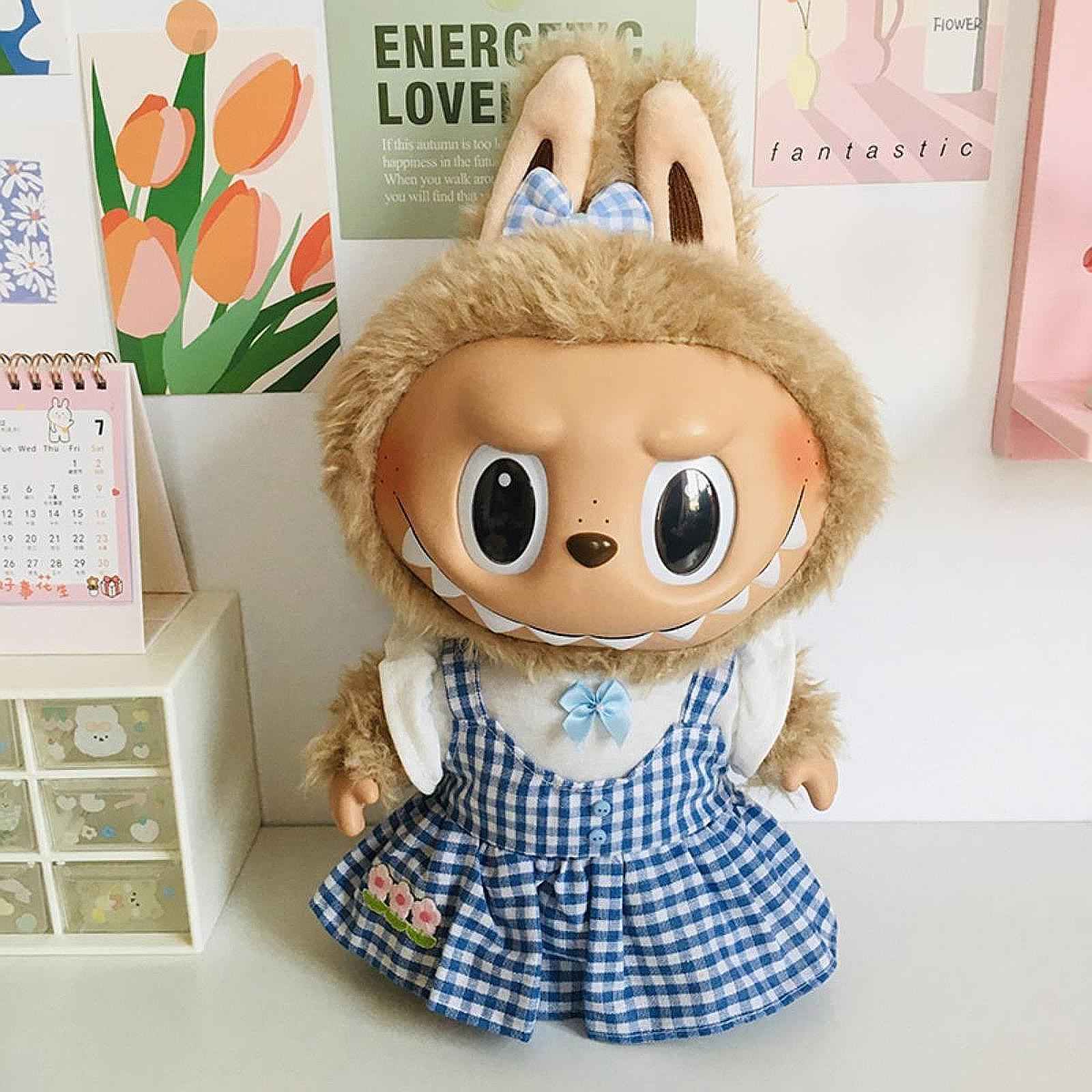 3 Pieces 20cm Miniature Doll Clothes Girl Doll Outfits for 20cm Pendant Doll Blue