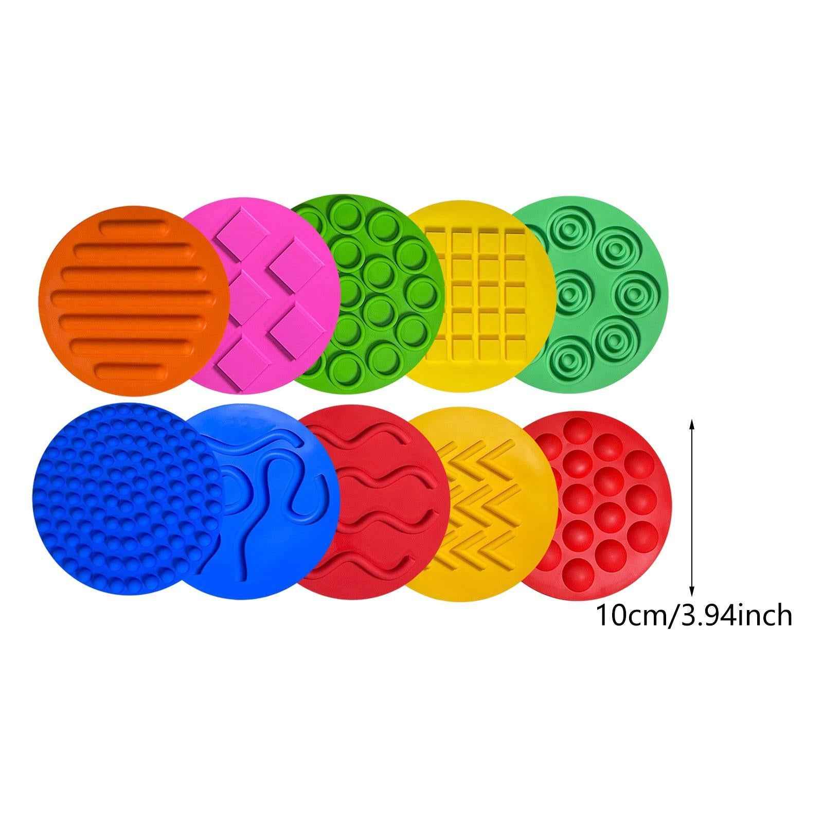 10x Sensory Pads Portable Sensory Silicone Mats for Boys Girls Kids Activity