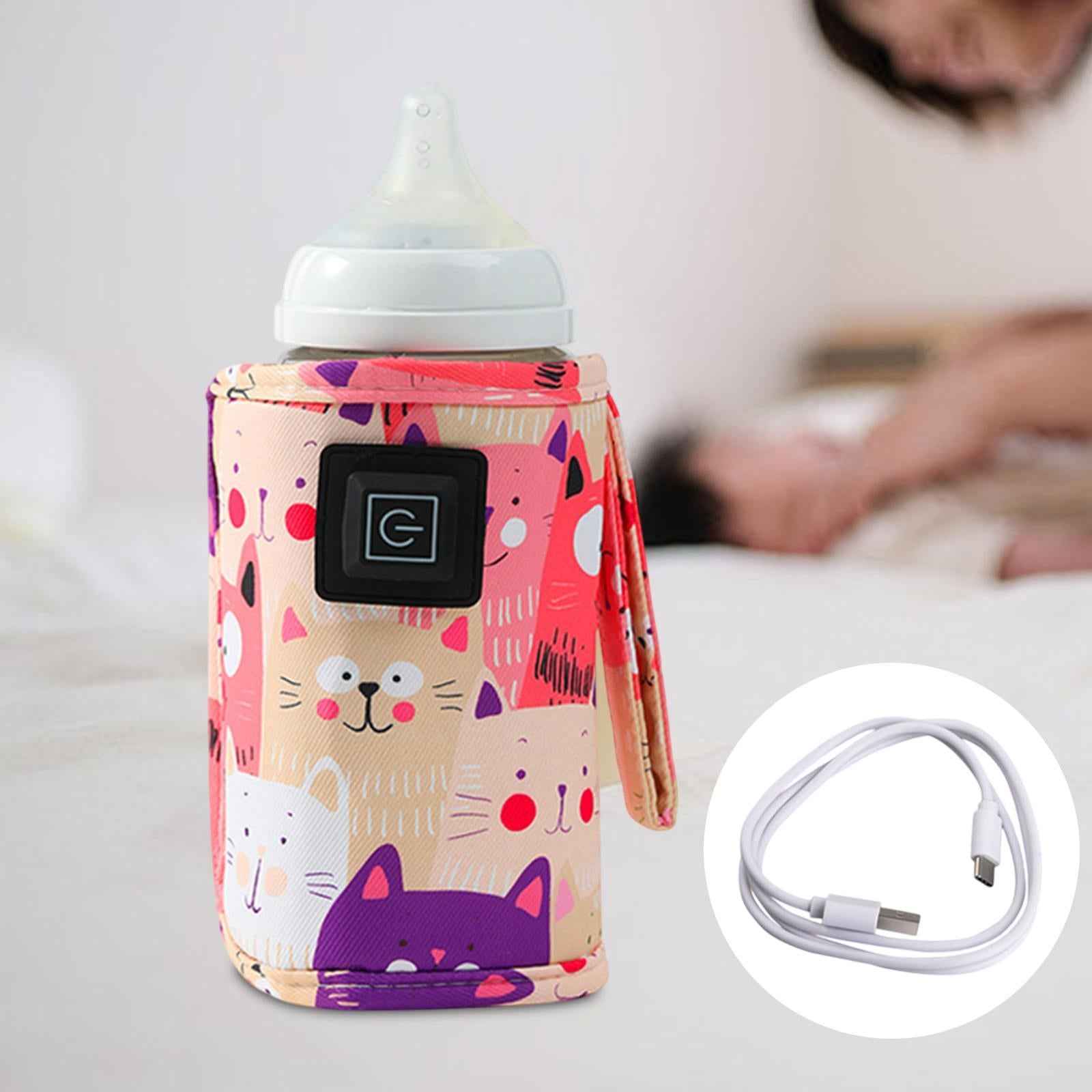 USB Bottle Warmer Fast Heating Milk Heater Cover for Home Traveling Car Pink