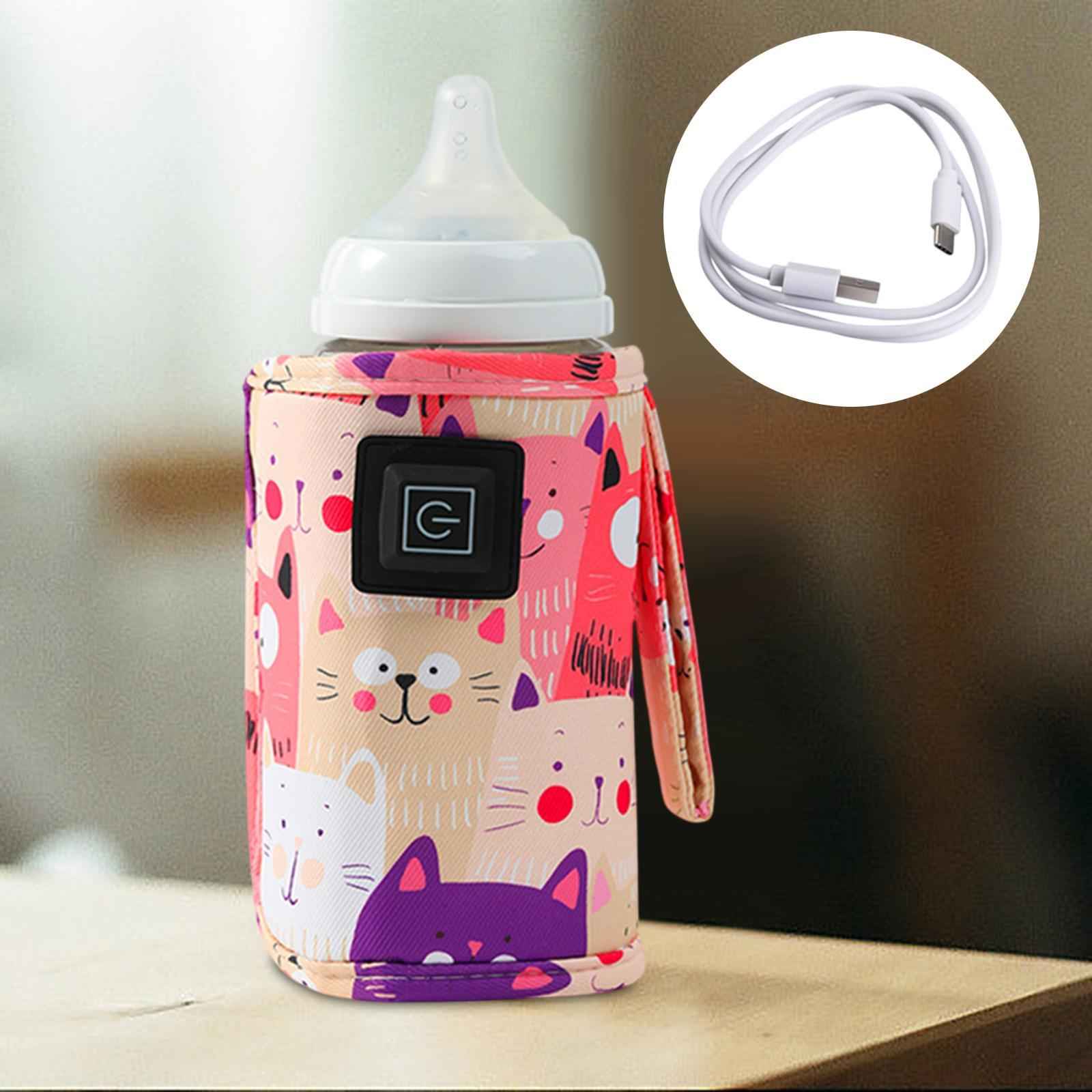 USB Bottle Warmer Fast Heating Milk Heater Cover for Home Traveling Car Pink