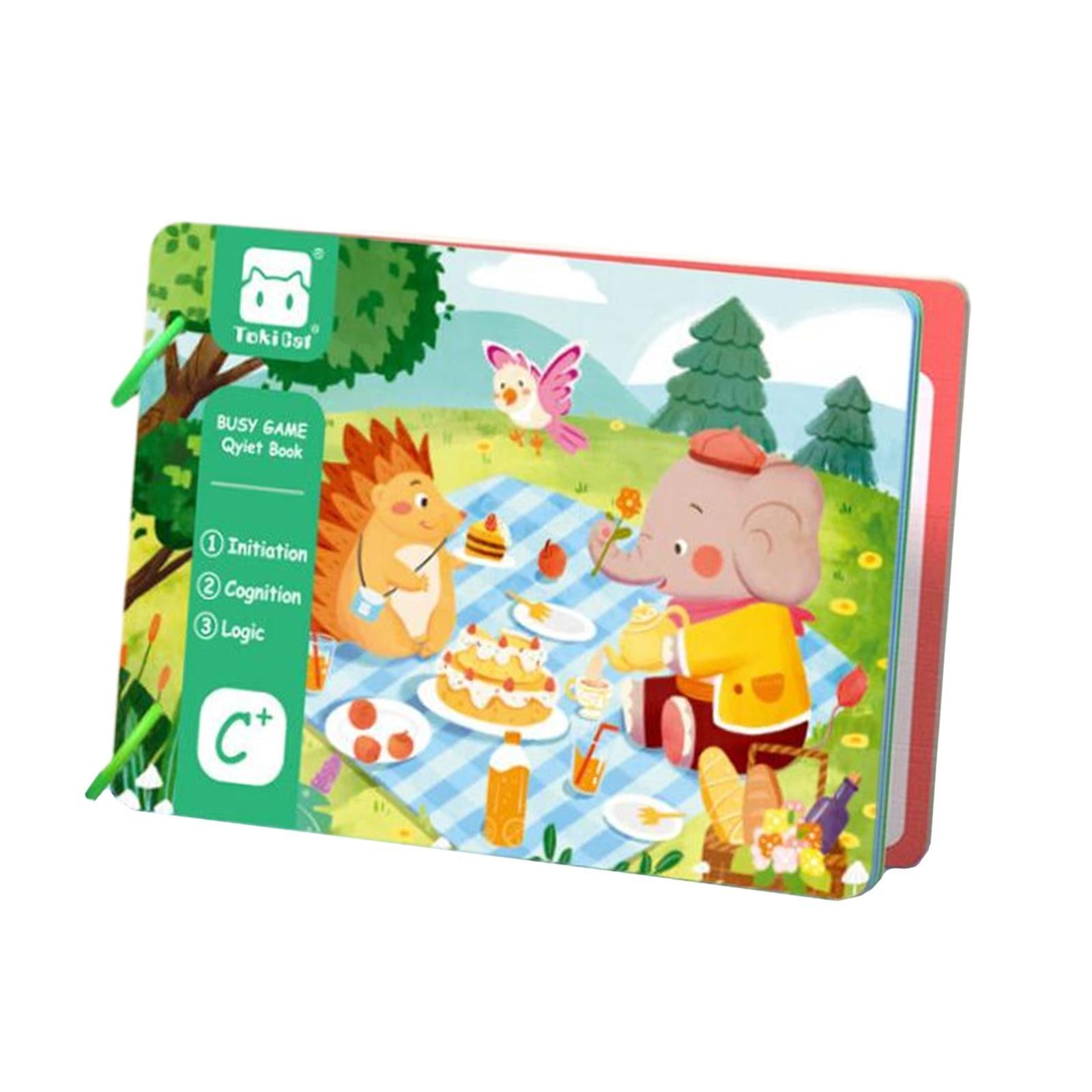 Baby Early Education Tear Book Portable Sensory Toy Interactive Sticker Book elephant