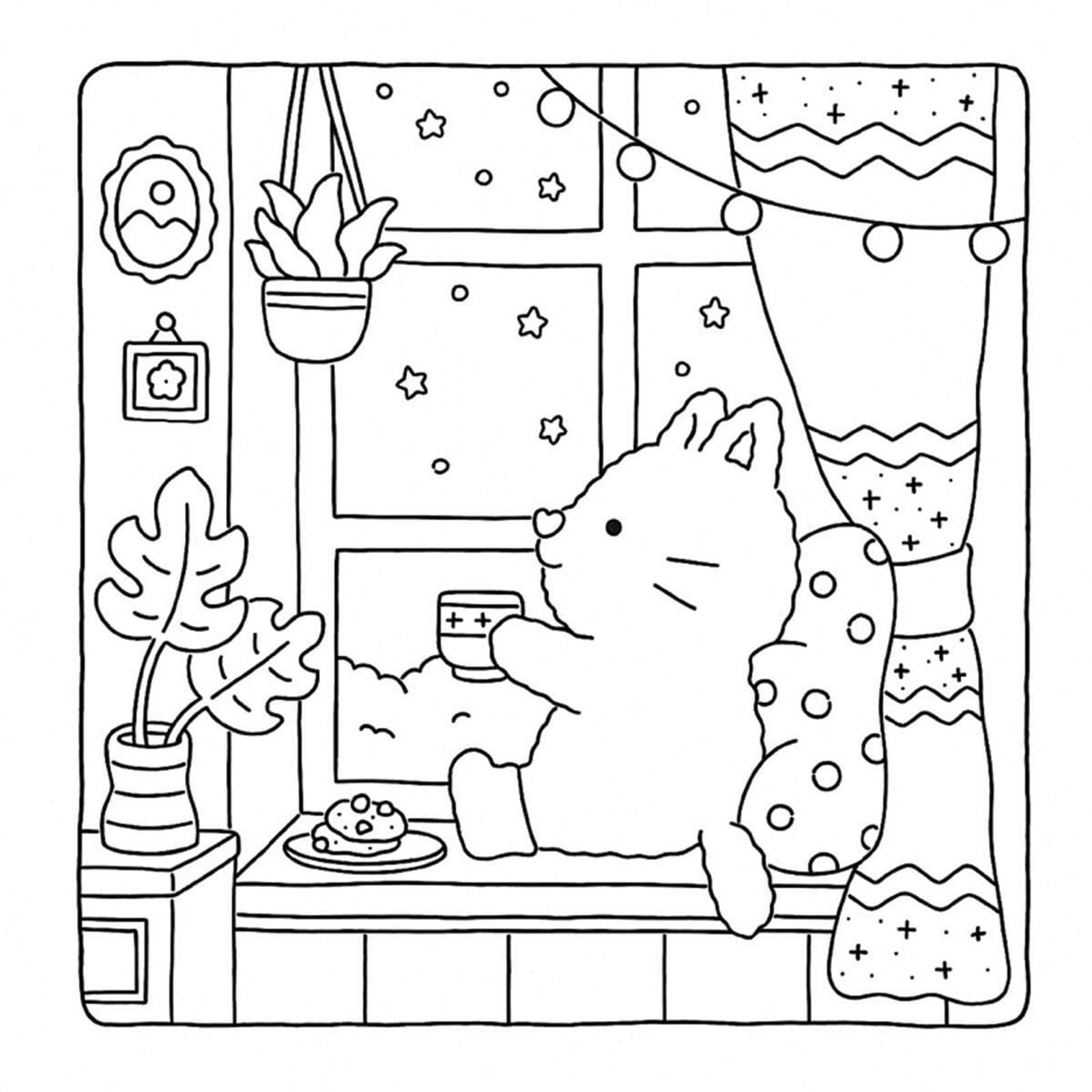Coloring Book 21x21cm Travel Toy for Special Occasions Anniversaries Holiday fuzzy hygge