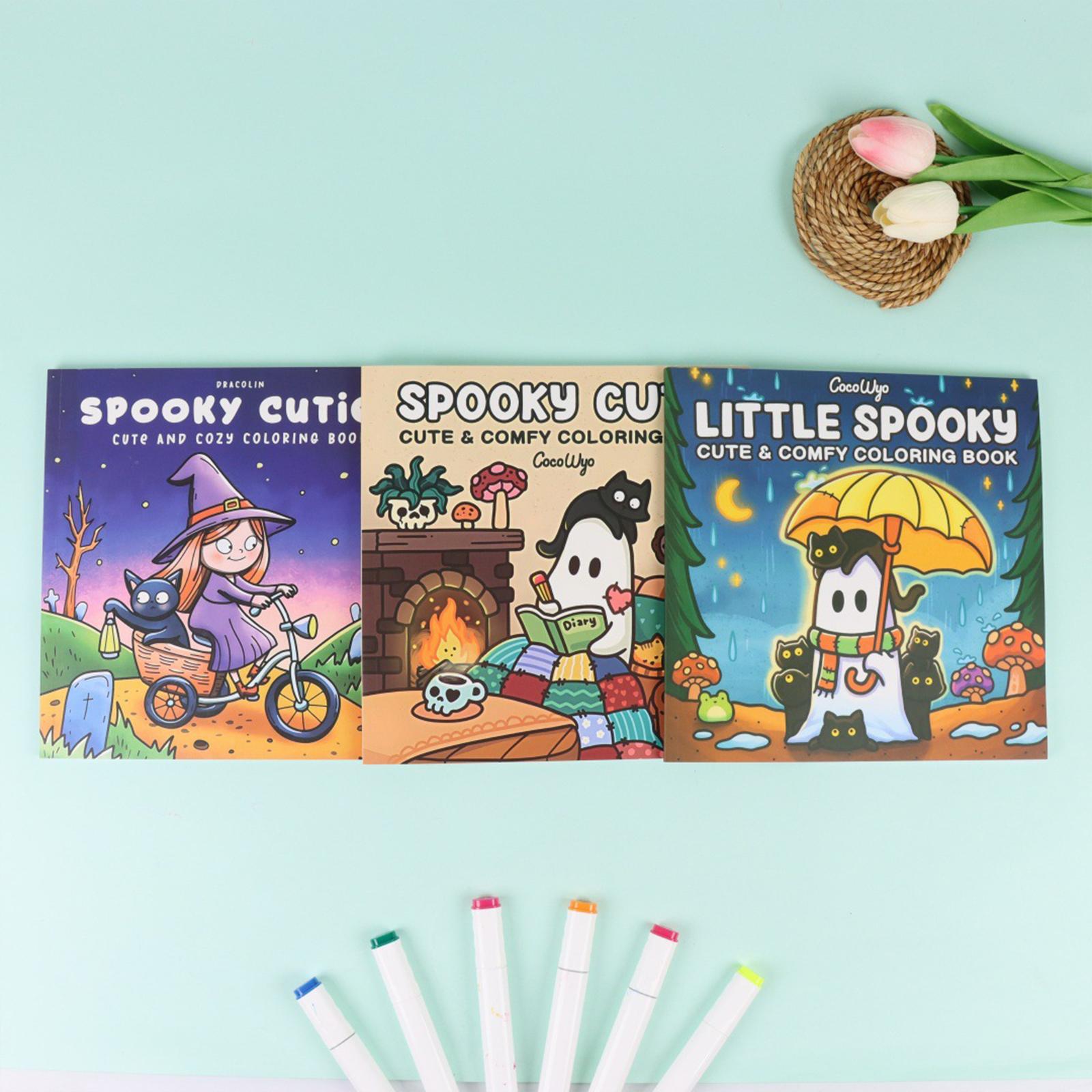Coloring Book 21x21cm Portable Travel Toy for Birthday Holiday Anniversaries little spooky