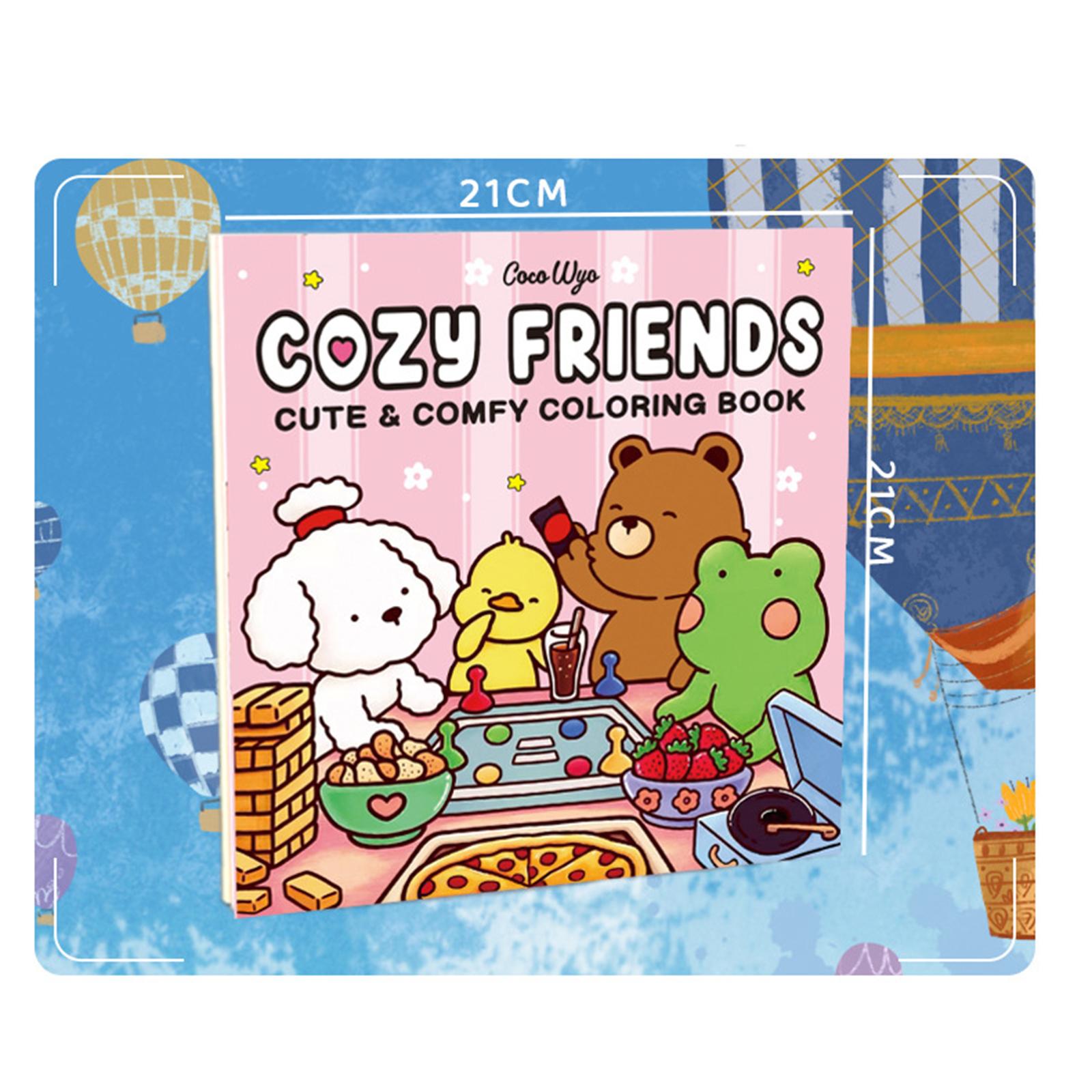 Coloring Book 21x21cm Portable Travel Toy for Birthday Holiday Anniversaries cozy friends