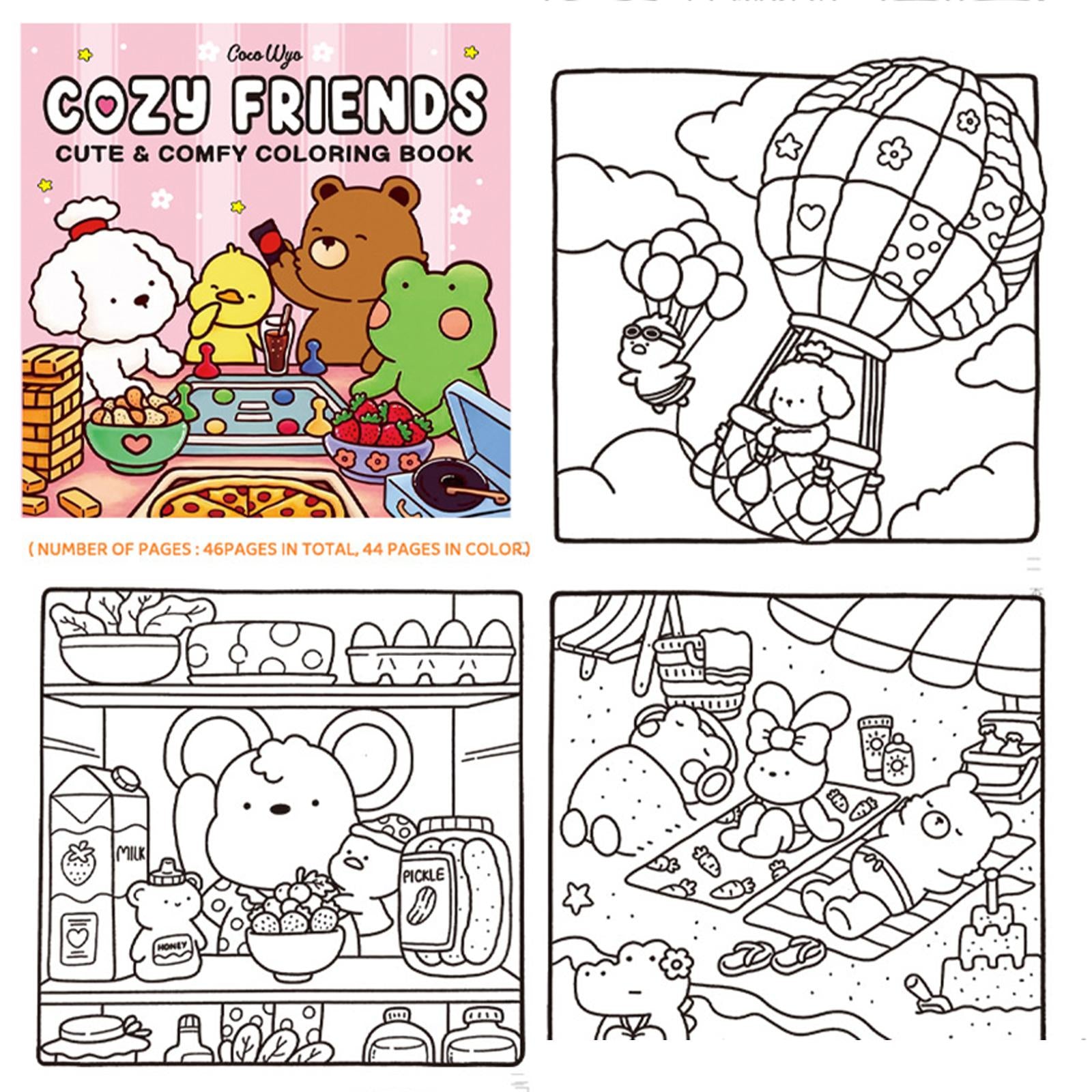 Coloring Book 21x21cm Portable Travel Toy for Birthday Holiday Anniversaries cozy friends
