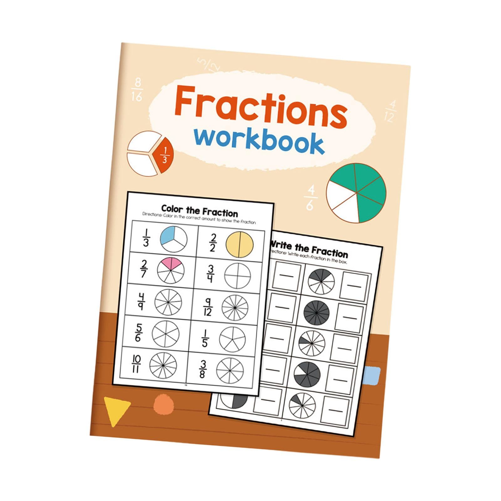 Children Math Fraction Practice Book 11x8inch for Elementary School Portable