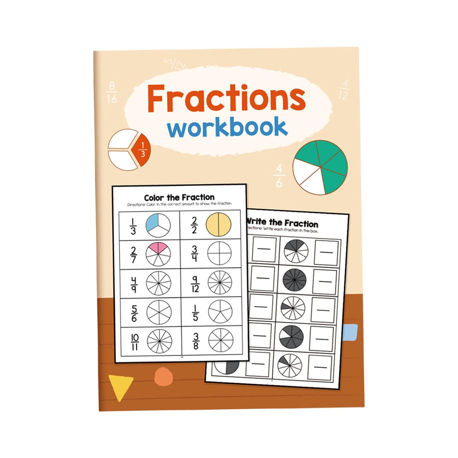 Children Math Fraction Practice Book 11x8inch for Elementary School Portable