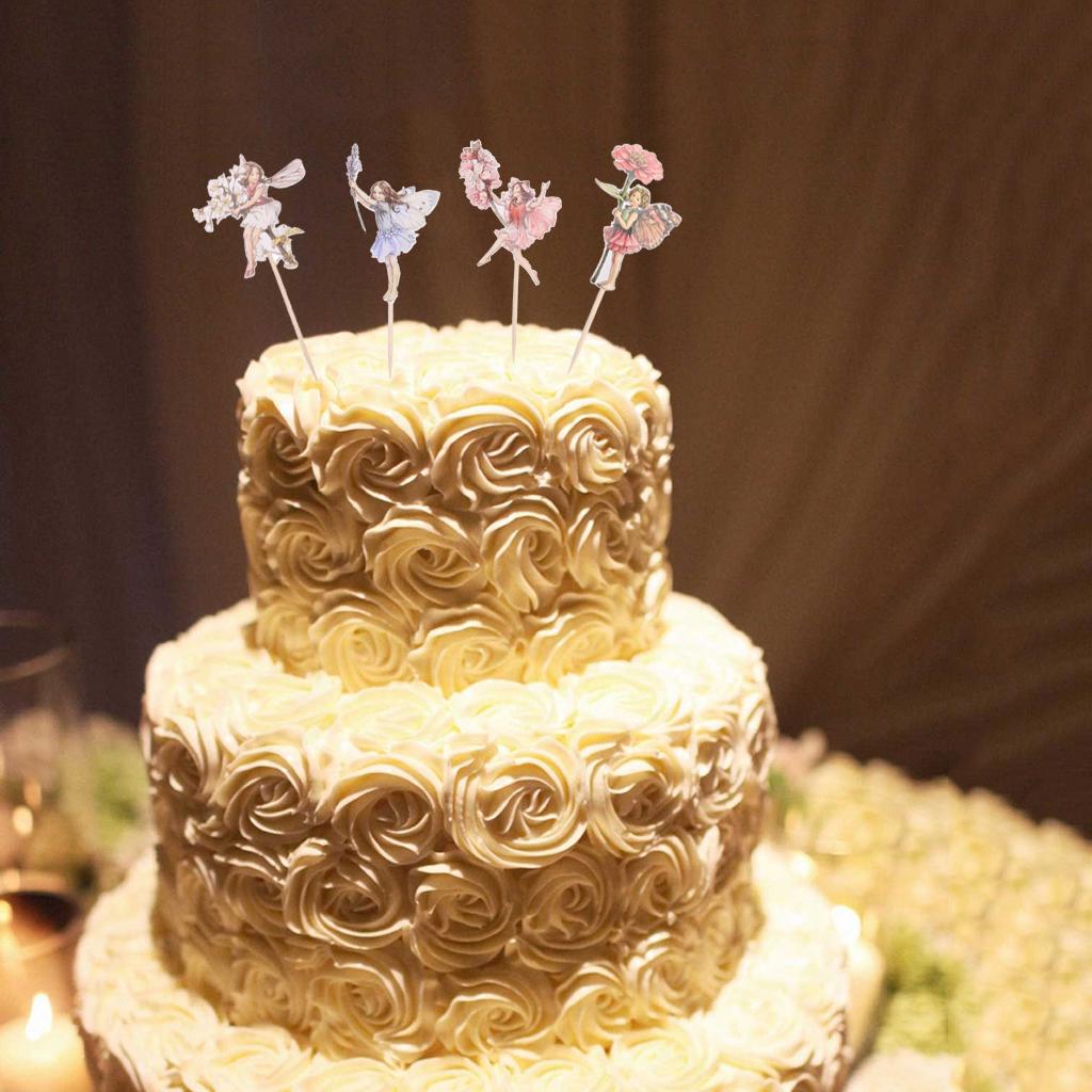 144pcs Flower Fairy Pixie Cupcake Cake Topper Pick Party Cake Decor