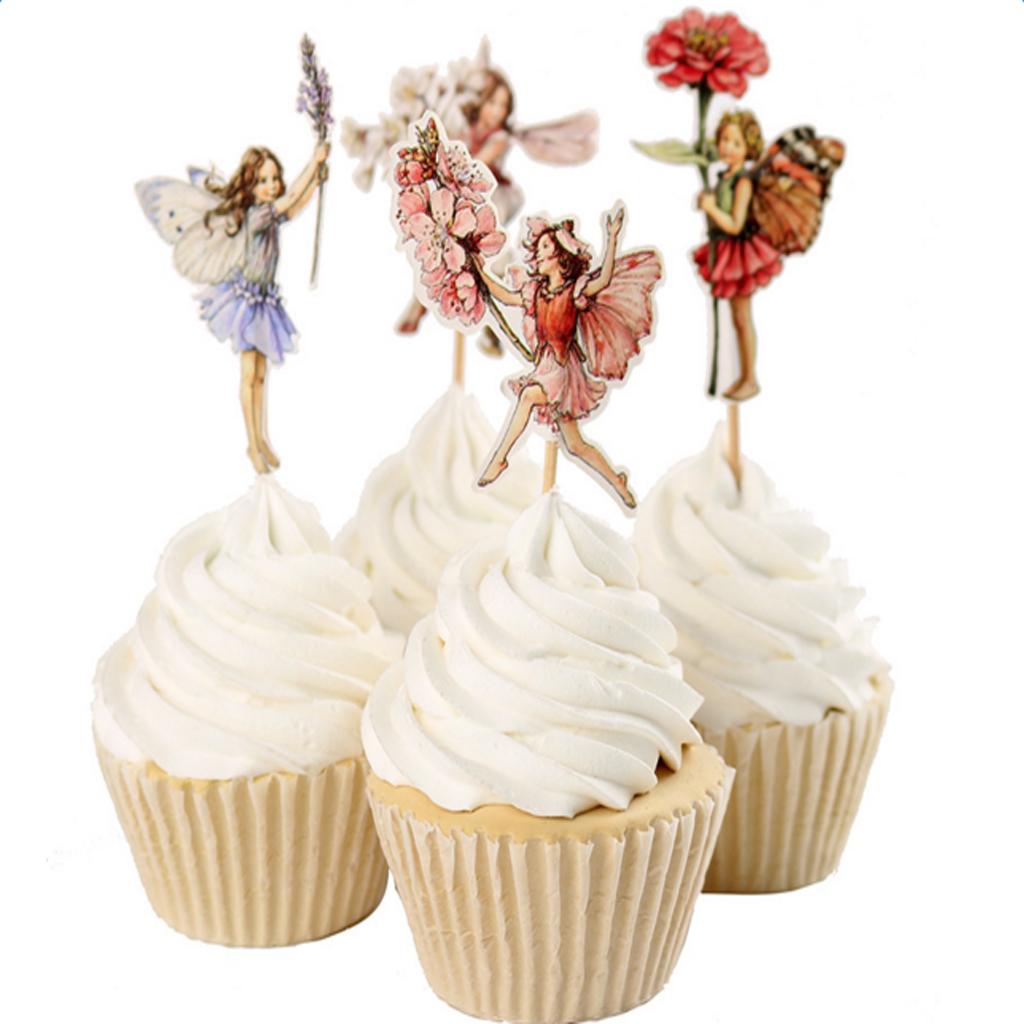 72pcs Flower Fairy Pixie Cupcake Cake Topper Pick Party Cake Decor