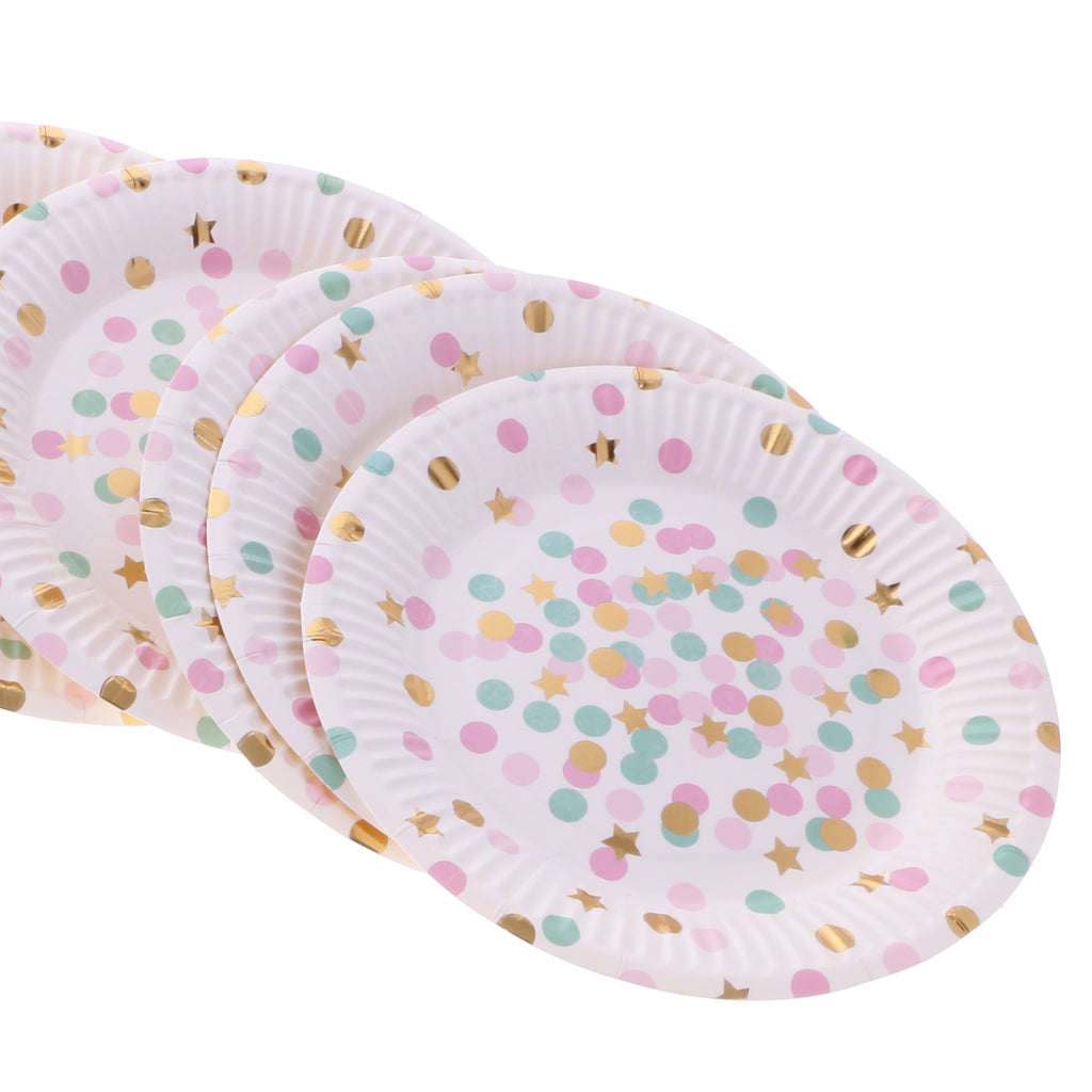 30pcs Polka Dots Paper Plates Birthday Wedding Bouquet Table Decoration