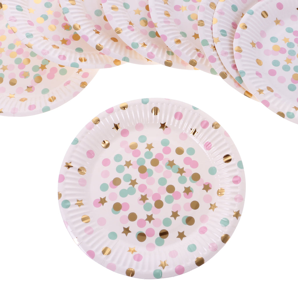 30pcs Polka Dots Paper Plates Birthday Wedding Bouquet Table Decoration