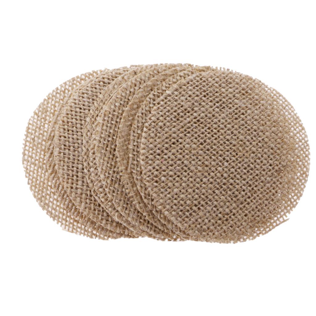 3x10Pieces Rustic Burlap Hessian Jute Round Pieces Sewing Craft DIY brown