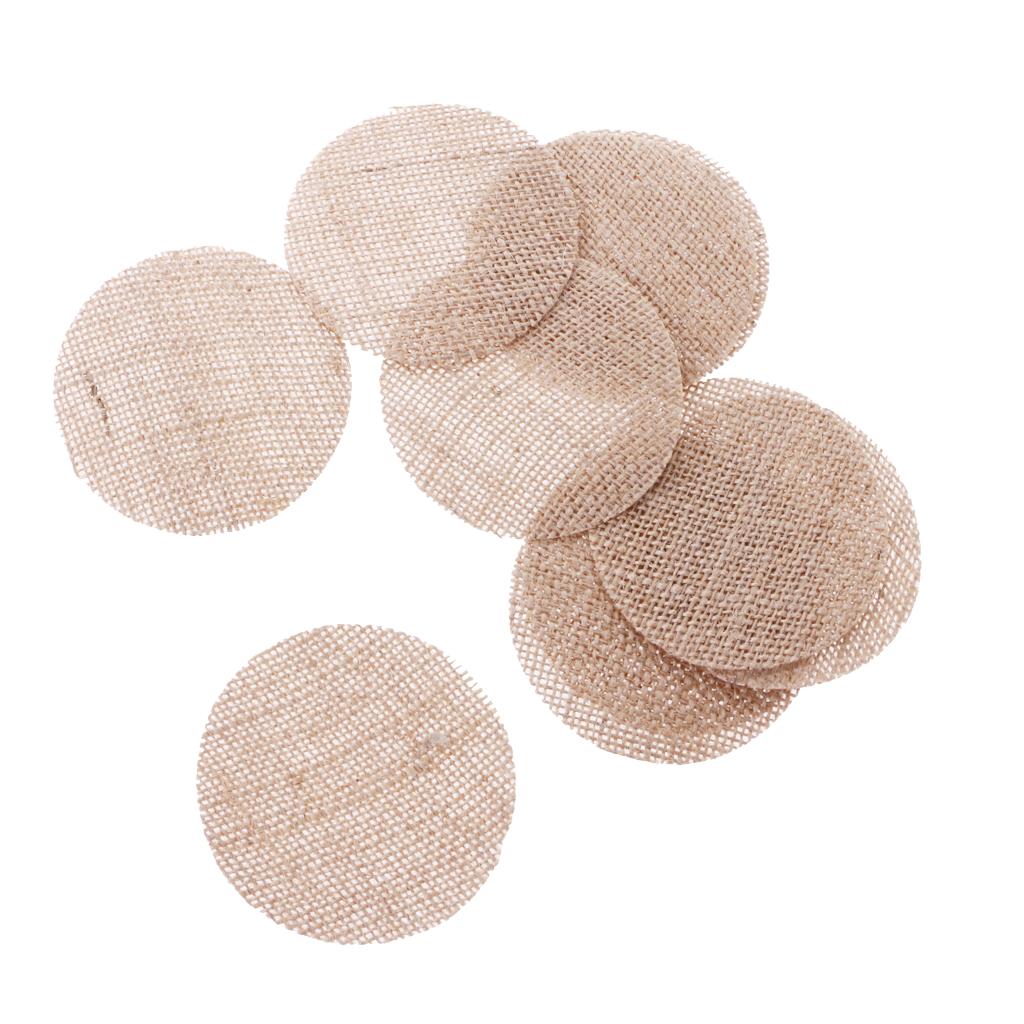 3x10Pieces Rustic Burlap Hessian Jute Round Pieces Sewing Craft DIY brown