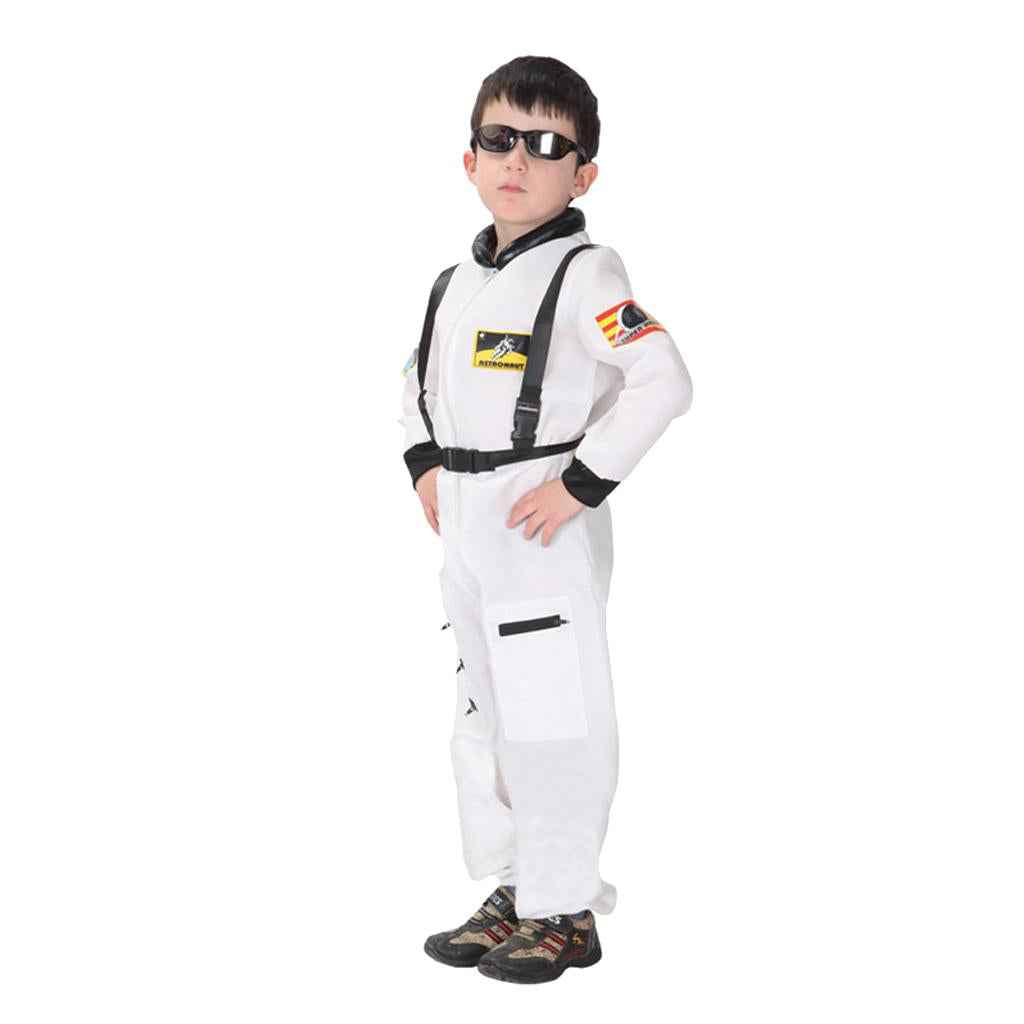 Kids Astronaut Costume Boys Spaceman Jumsuit Halloween Fancy Dress Outfit XL