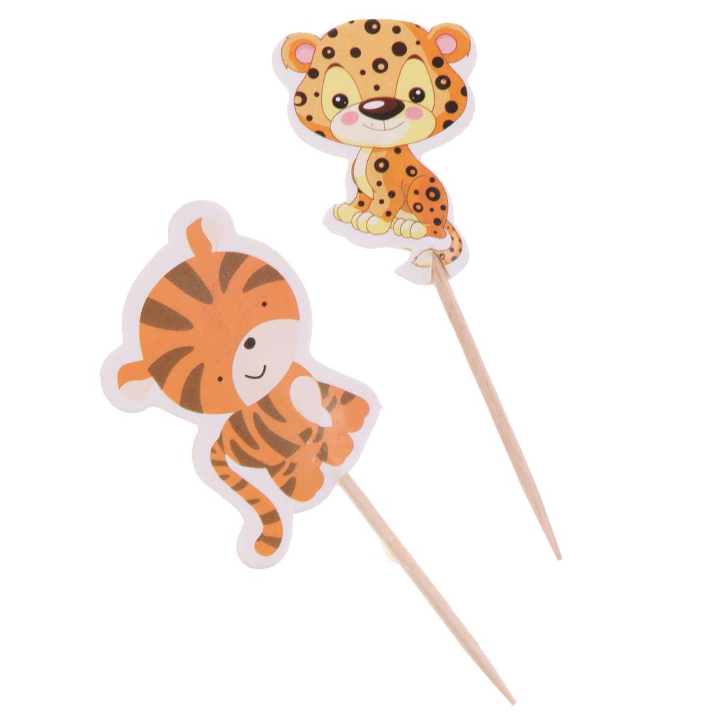 48 Pieces Wild Animal Cupcake Toppers Cake Picks Wedding Baby Shower Decor