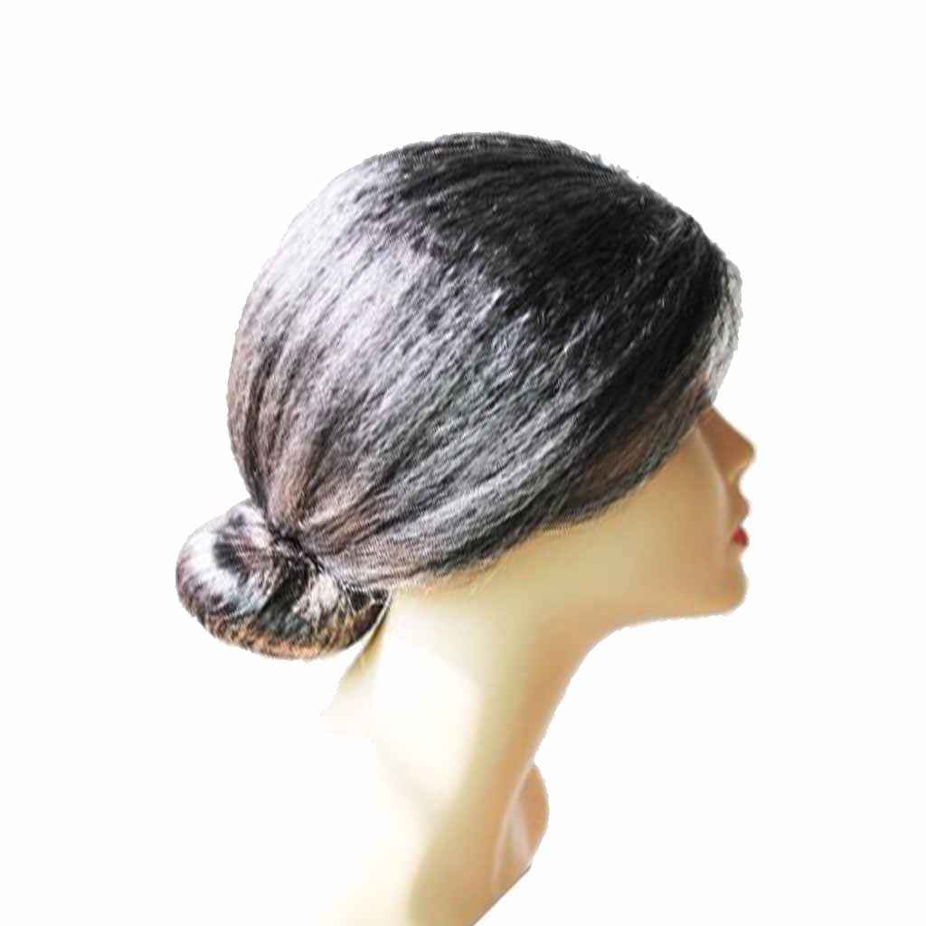 Funny Old Lady Grandma Silver Gray Short Bun Wig Party Cosplay Fancy Dress