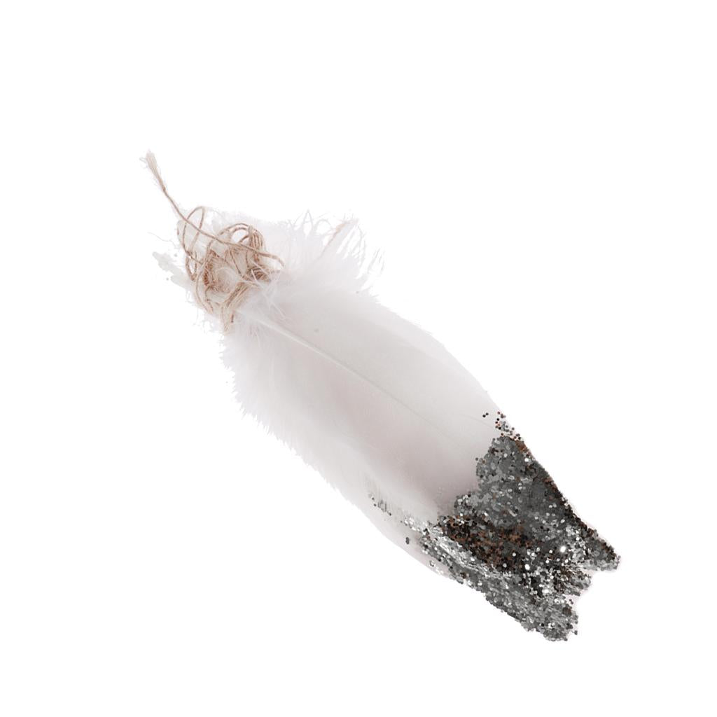 2 Pieces Boho Silver Dipped White Feather Bunting Garland Wall Hanging Decor