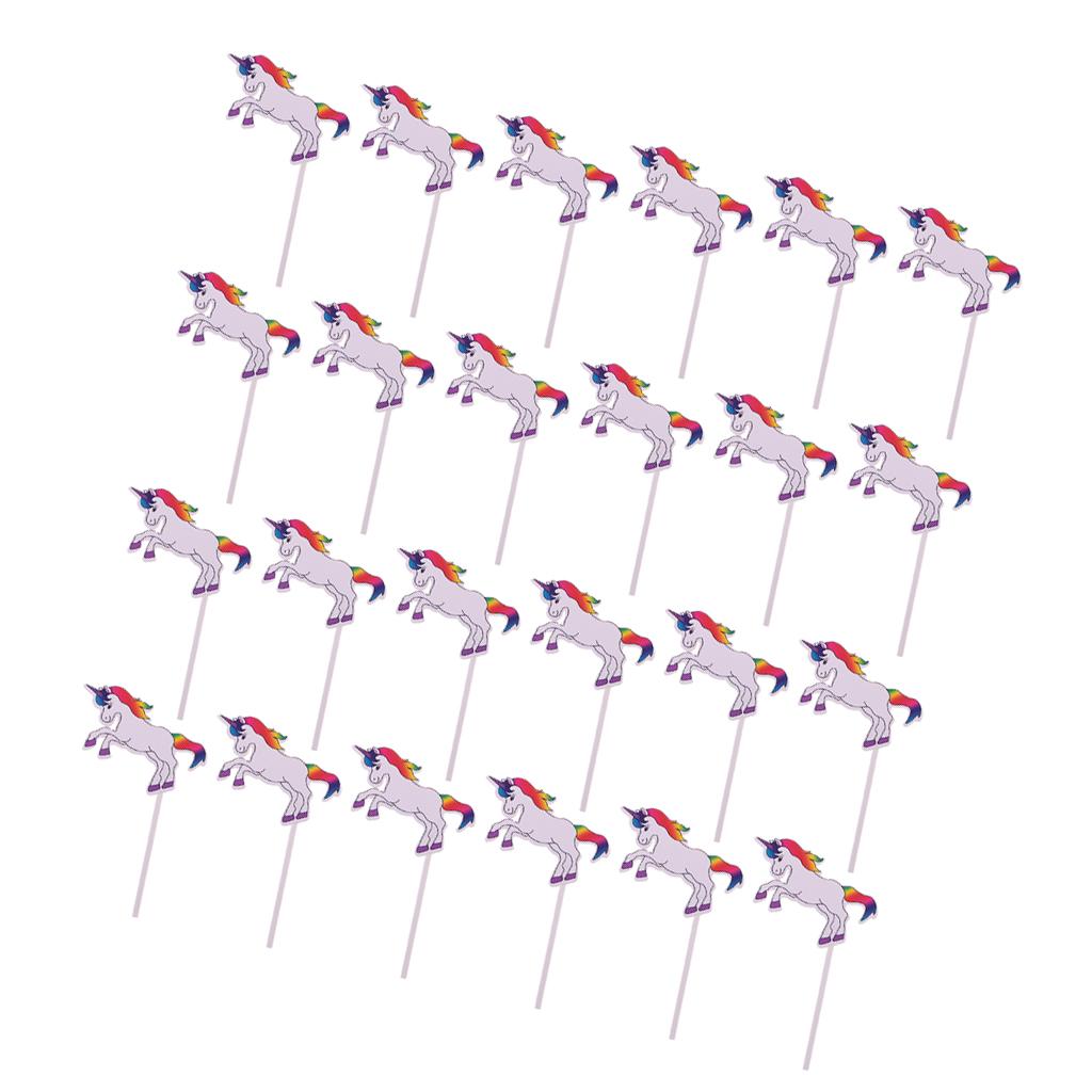 34pcs Set Unicorn Cupcake Picks Cake Topper Food Picks for Kids Party