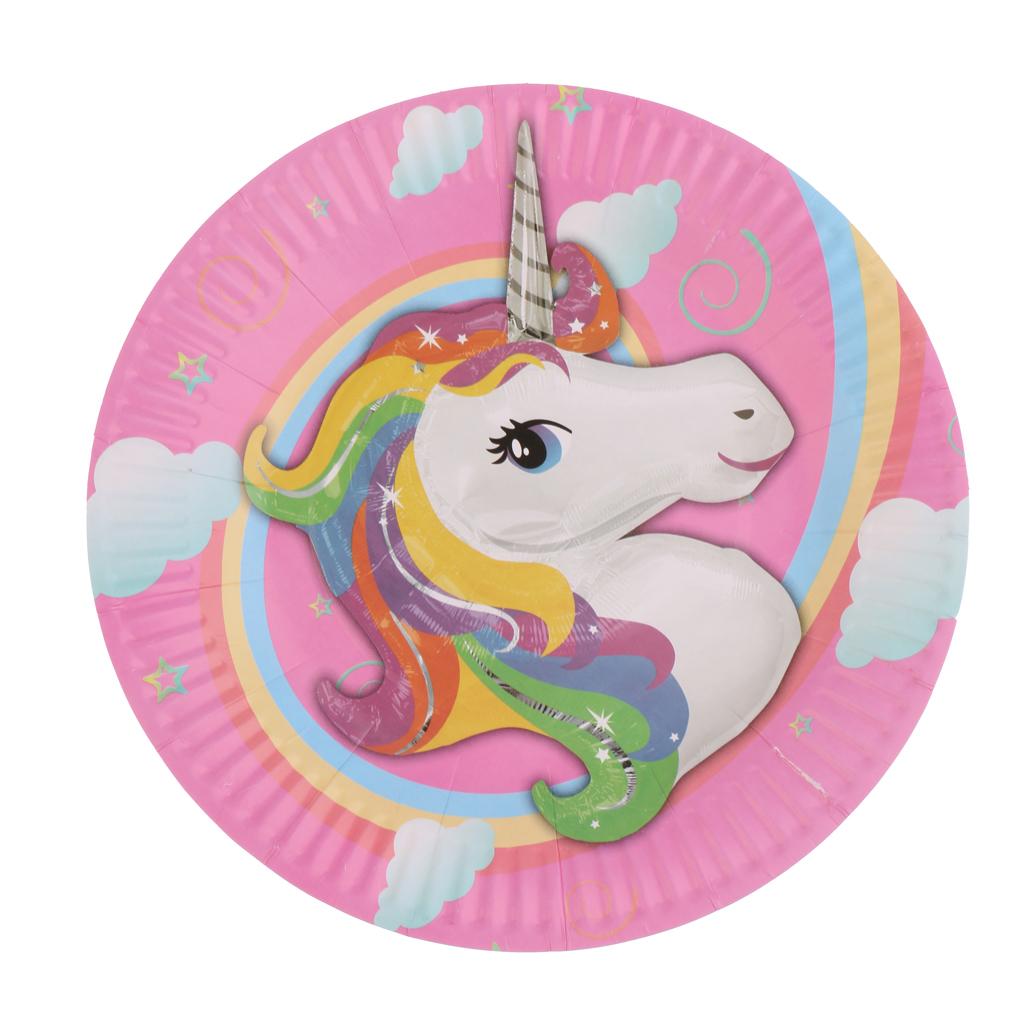 20 Pieces Magical Unicorn Paper Plate Birthday Party Disposable Tableware