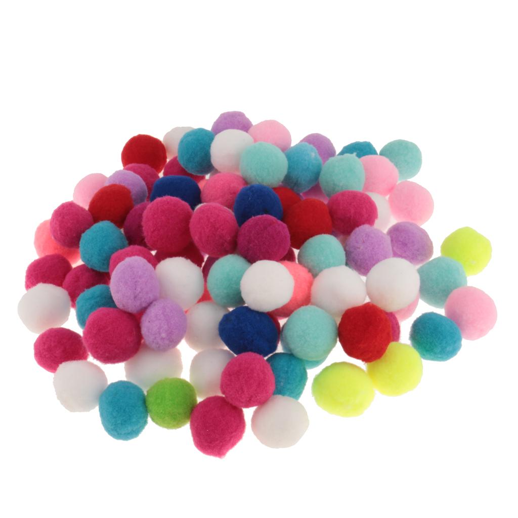 200x Mixed Colours Craft Pom Poms Mini Pompoms Children's Craft Project 30mm