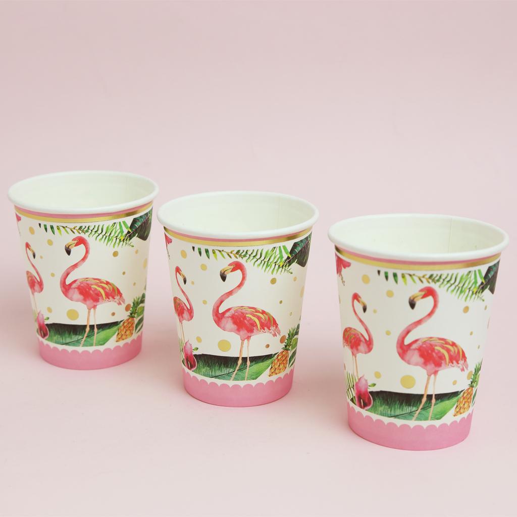 50pcs Tropical Flamingo Paper Disposable Cups Birthday Party Tableware Decor