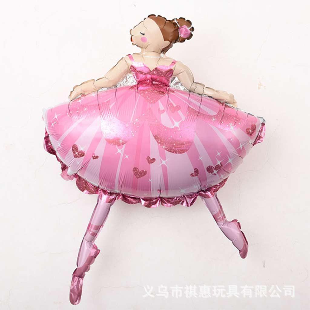 2pcs Set Ballet Dancing Girl Foil Balloon Baby Shower Christening Decor