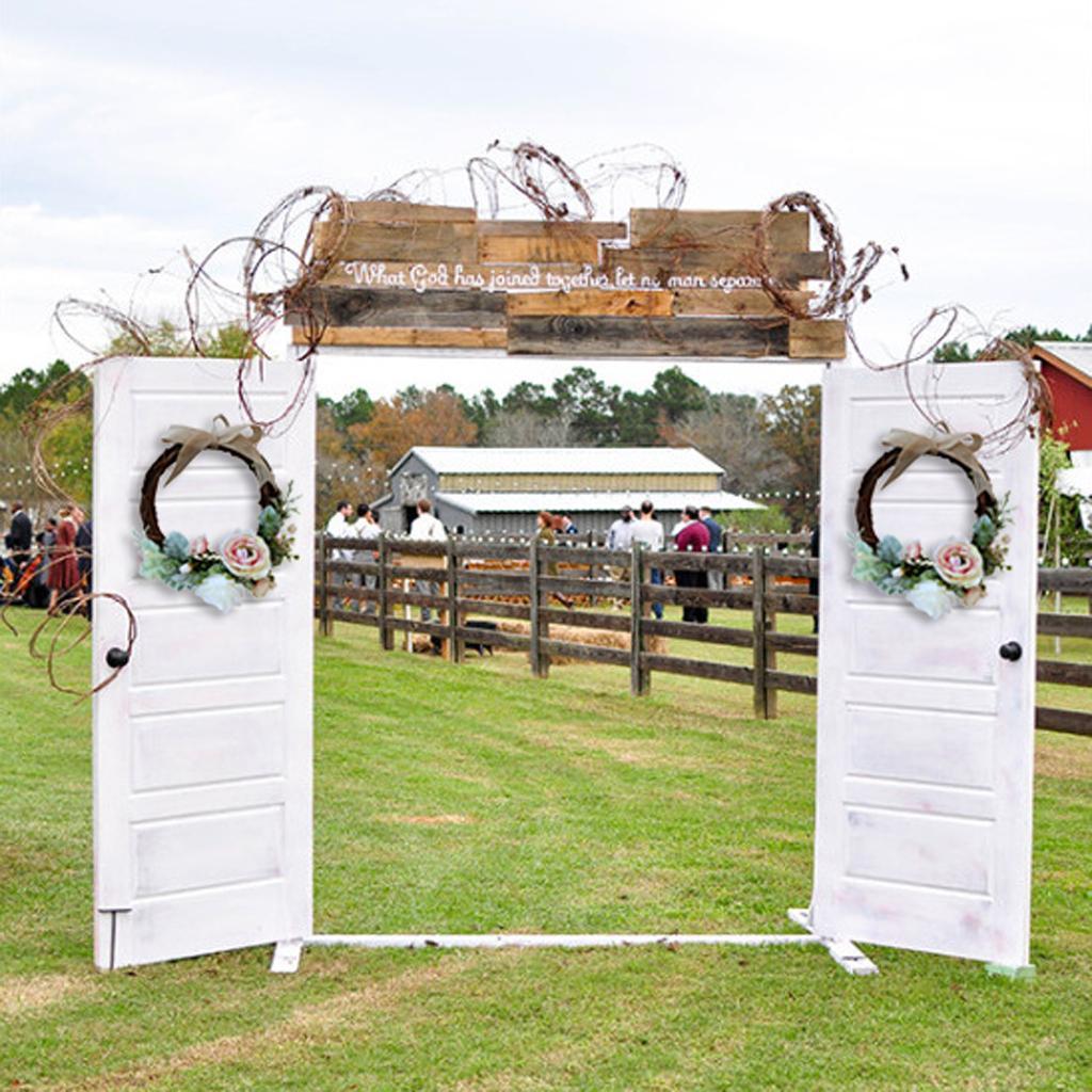 2pcs Rattan Artificial Flower Wreath Front Door Wreath Wedding Decor Cream