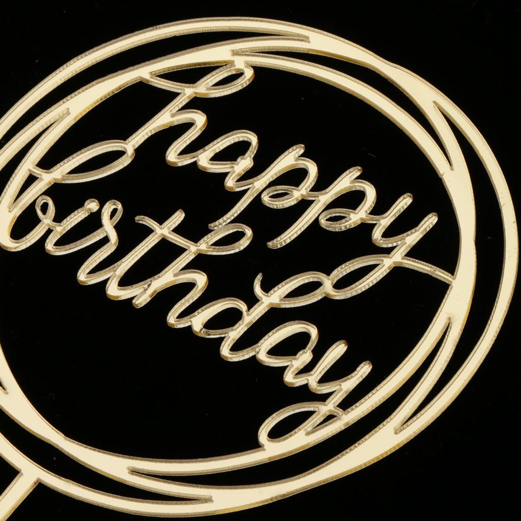 Acrylic Happy Birthday Cake Topper Party Supplies Gold