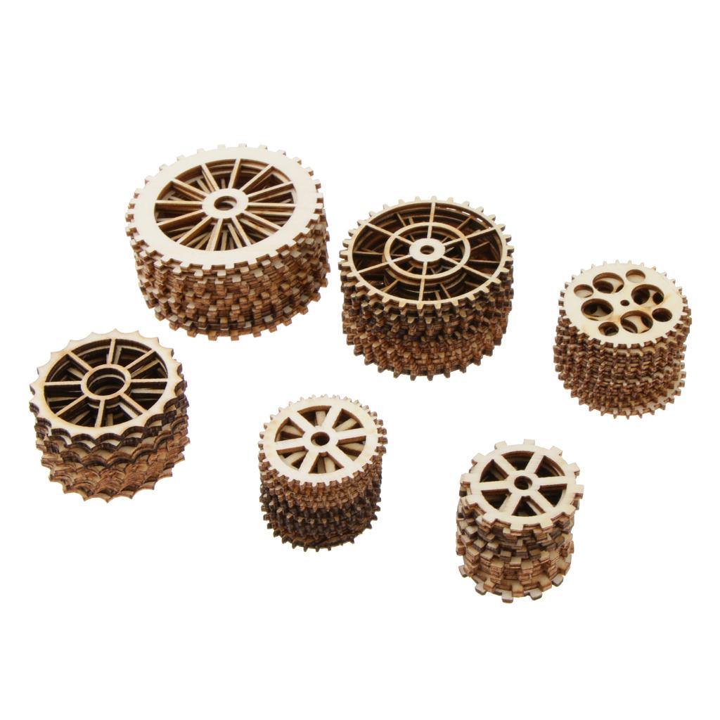 144pcs Gear Wheel Cutout Wooden Chips Scrapbooking Embellishment Craft
