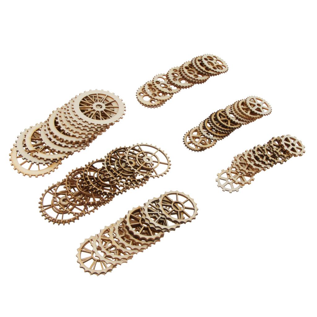 144pcs Gear Wheel Cutout Wooden Chips Scrapbooking Embellishment Craft