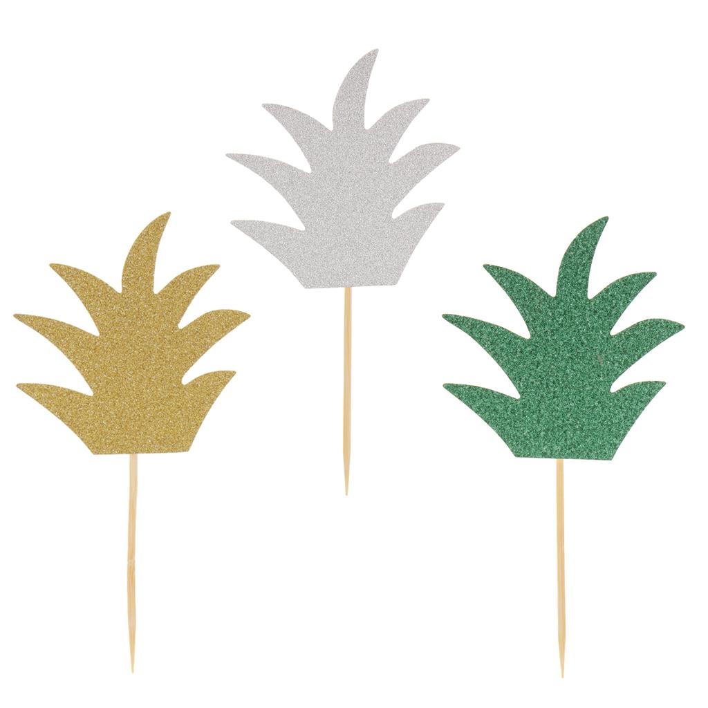 24pcs Glitter Pineapple Cupcake Pick Cake Topper Birthday Party Decor Gold