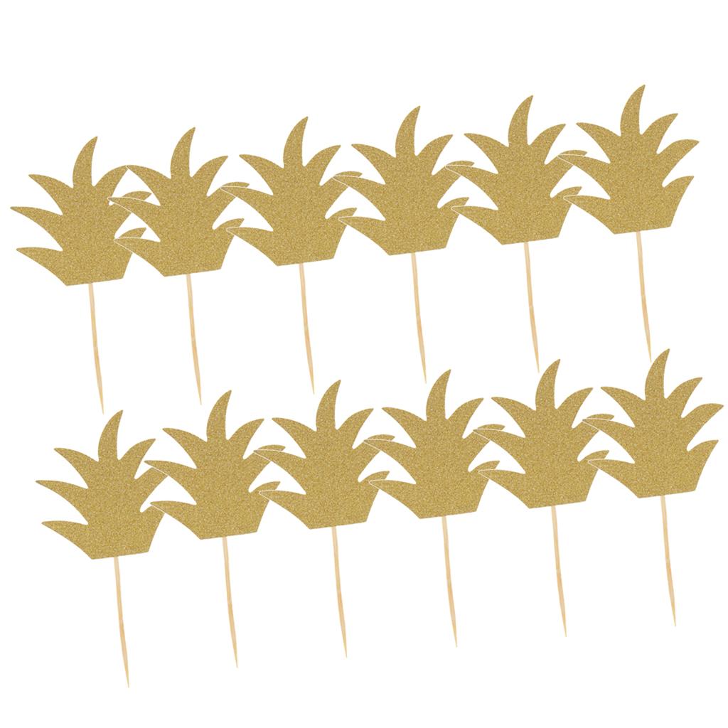 24pcs Glitter Pineapple Cupcake Pick Cake Topper Birthday Party Decor Gold