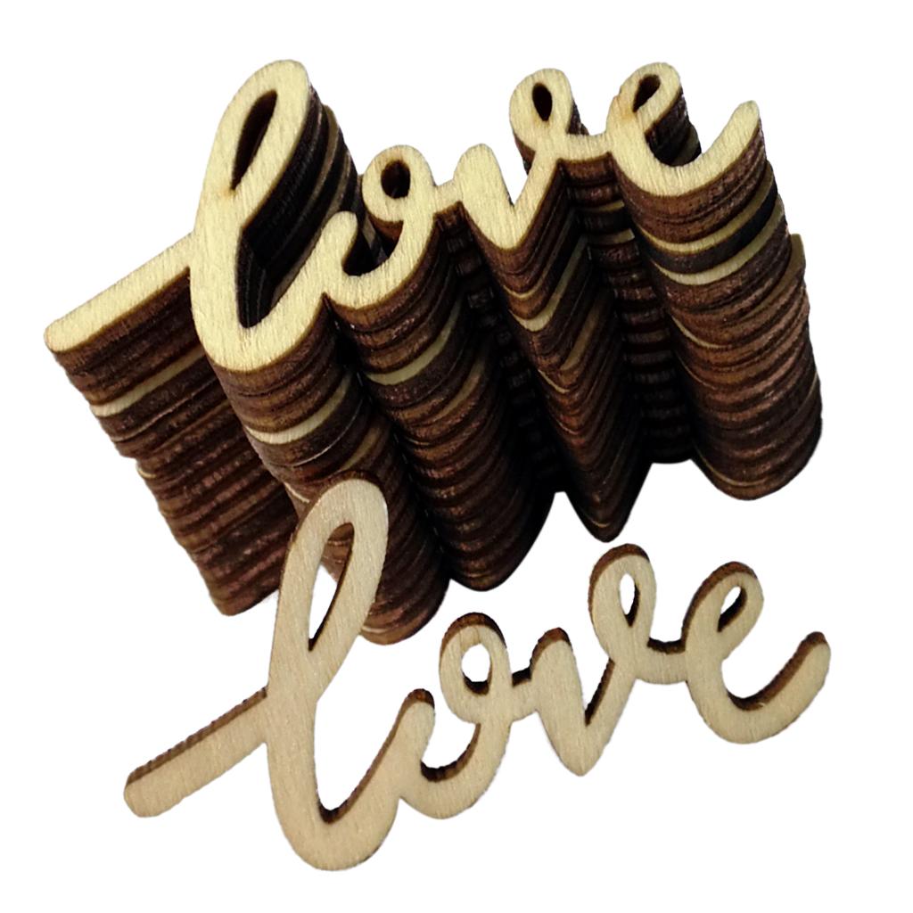 30pcs Handcraft Wooden Cut LOVE Wooden Pieces Embellishment DIY Crafts