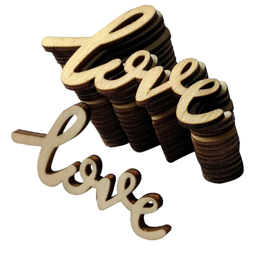 30pcs Handcraft Wooden Cut LOVE Wooden Pieces Embellishment DIY Crafts