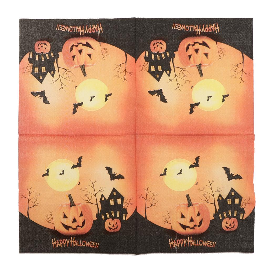 40pcs Happy Halloween Pumpkin Bat Paper Napkin Disposable Napkin Tableware