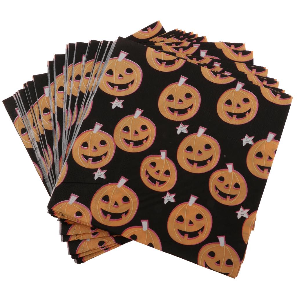 40pcs Happy Halloween Pumpkin Paper Napkin Disposable Napkin Tableware Decor