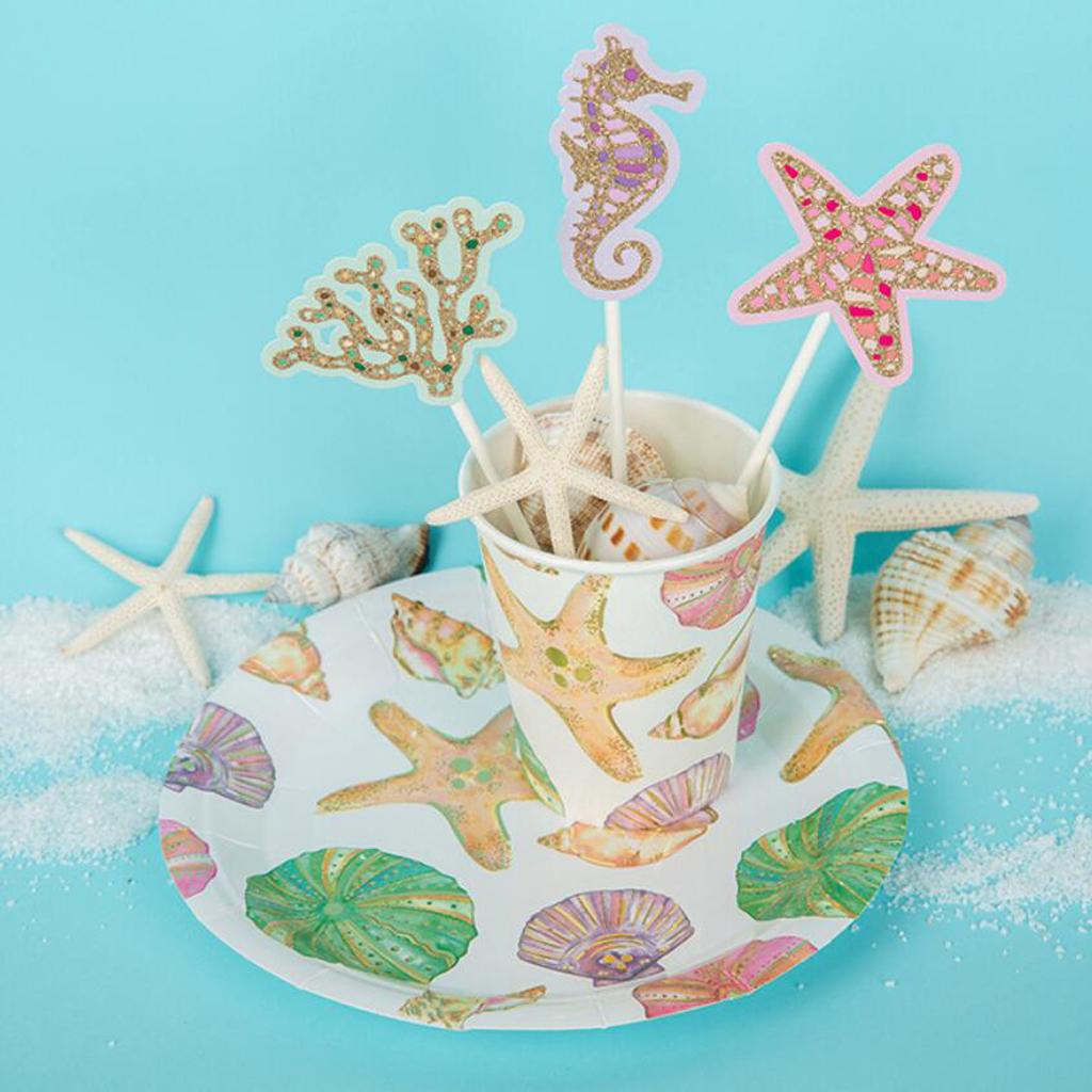 20pcs Starfish Sea Snail Disposable Cup Birthday Party Tableware Decoration