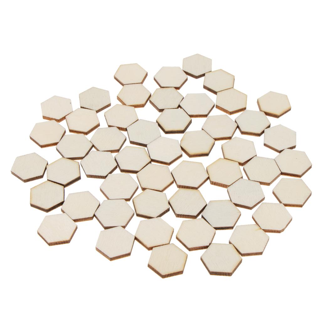 100 Pieces Hexagon Cutout Wooden Chips Scrapbooking Embellishment Craft