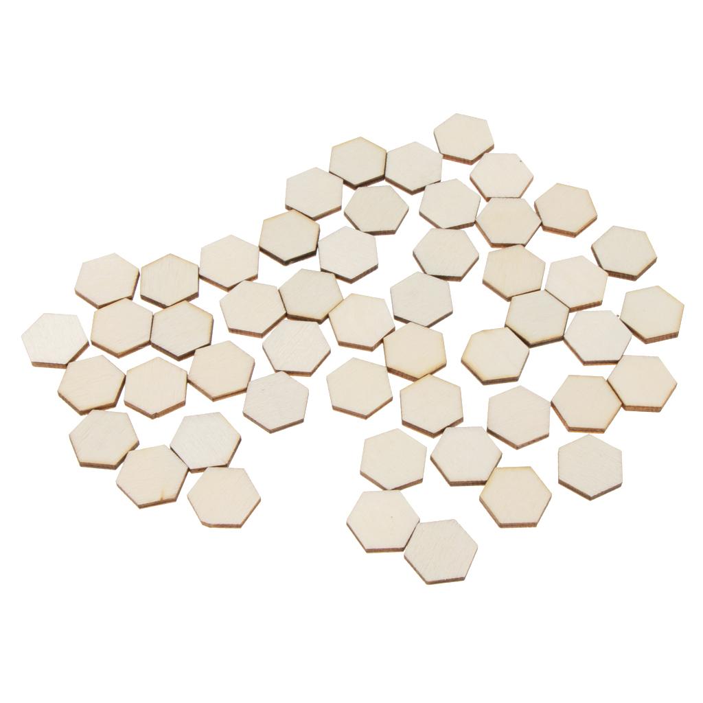100 Pieces Hexagon Cutout Wooden Chips Scrapbooking Embellishment Craft