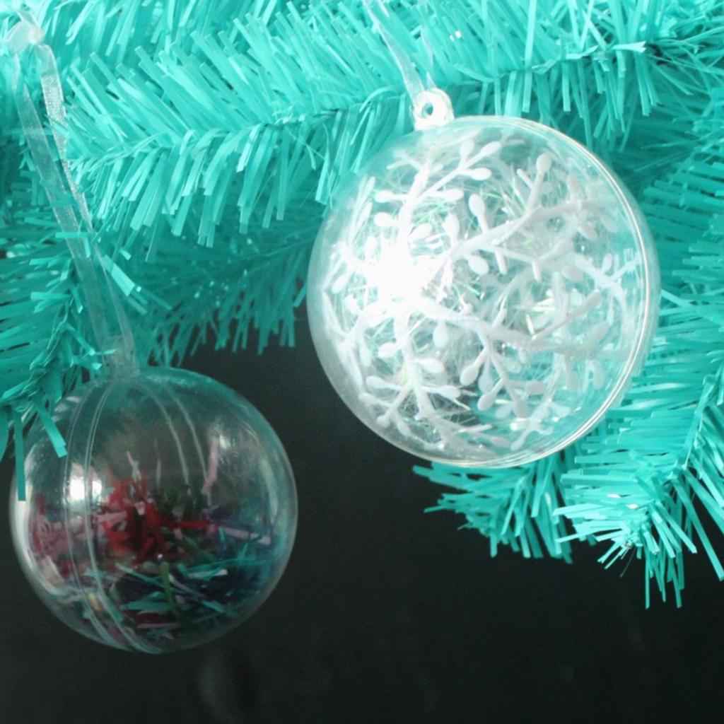 10pcs Clear Plastic Fillable Ball Ornaments Christmas Candy Box Crafts 5cm